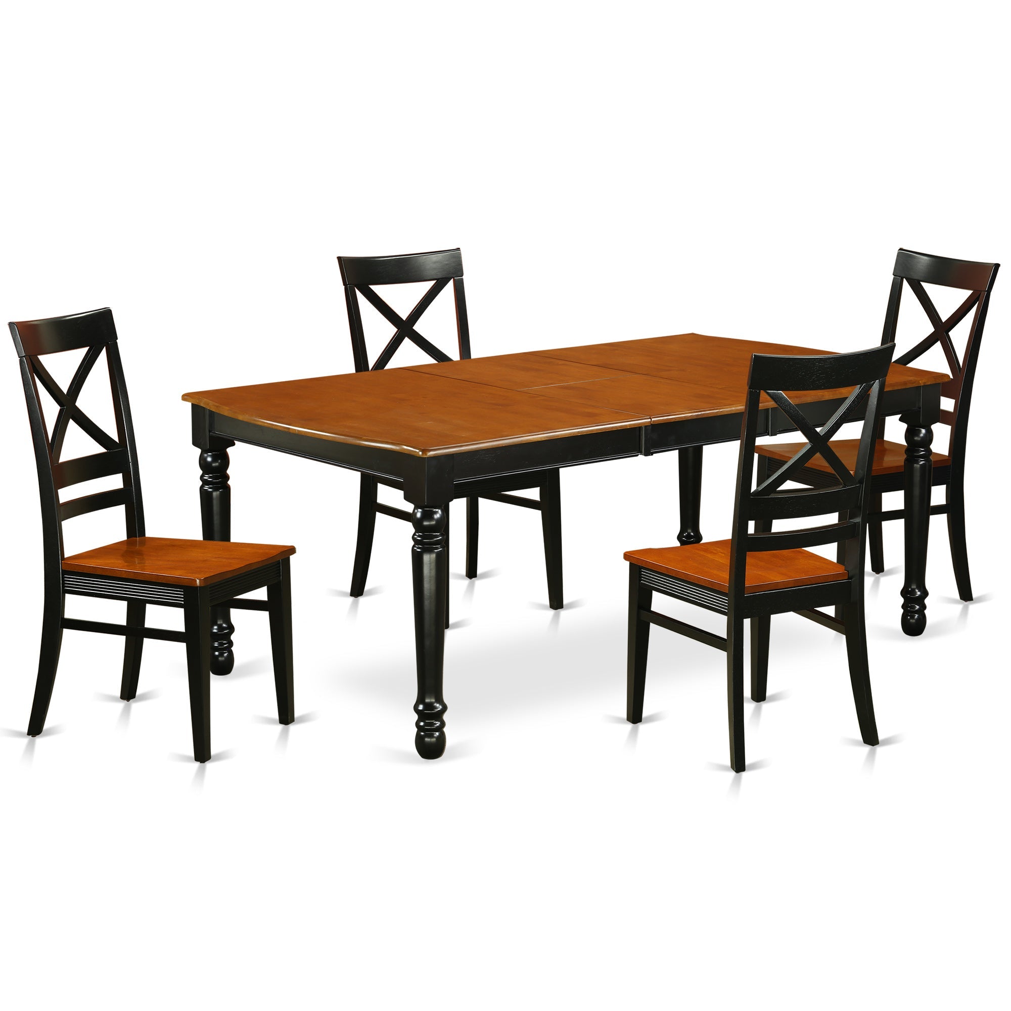 DOQU5-BCH-W 5 PC kitchen tables and chair set with one Dover dining table and 4 kitchen chairs in a Black and Cherry Finish