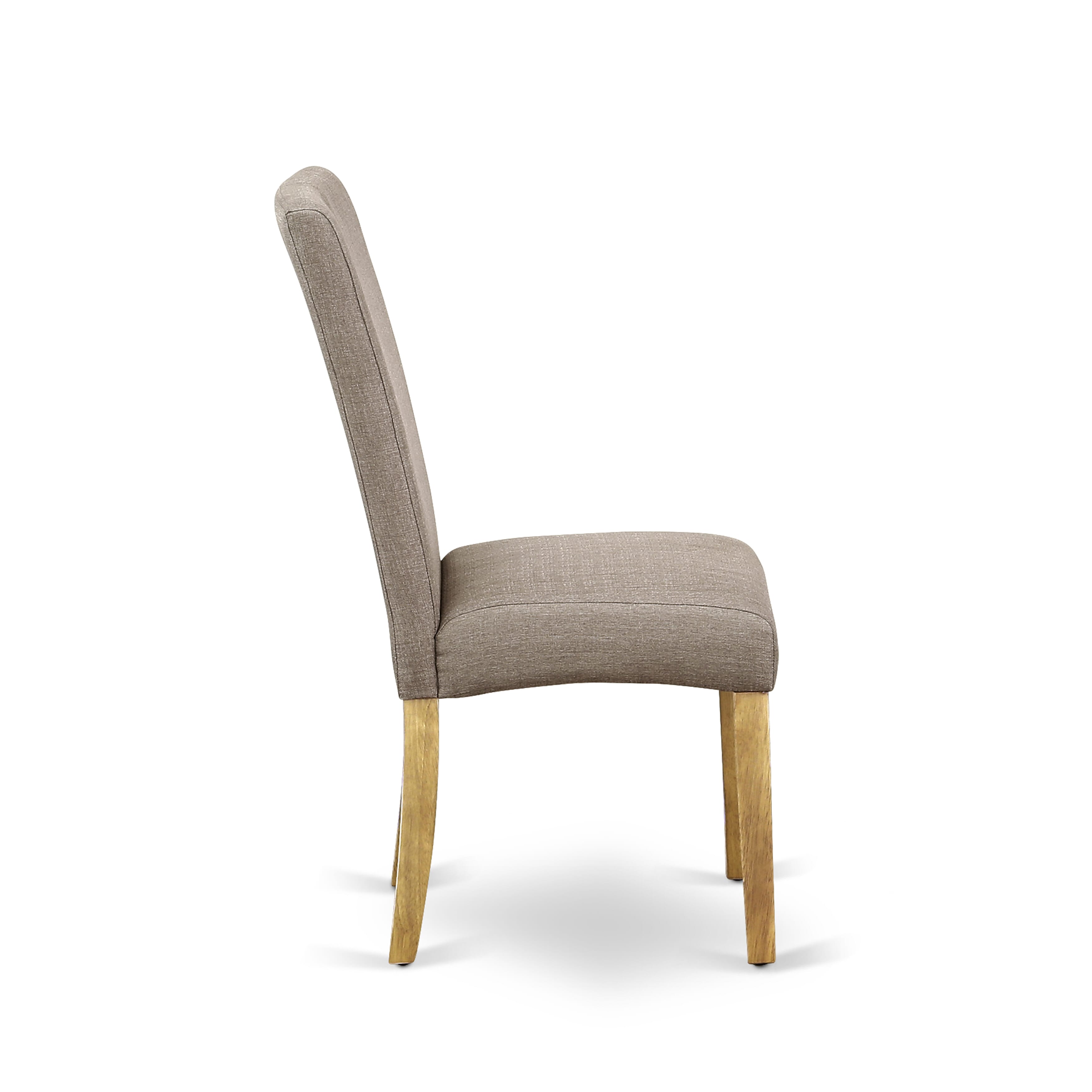ANDR3-OAK-16 3Pc Round 36" Table And A Pair Of Parson Chair With Oak Finish Leg And Linen Fabric- Dark Khaki Color