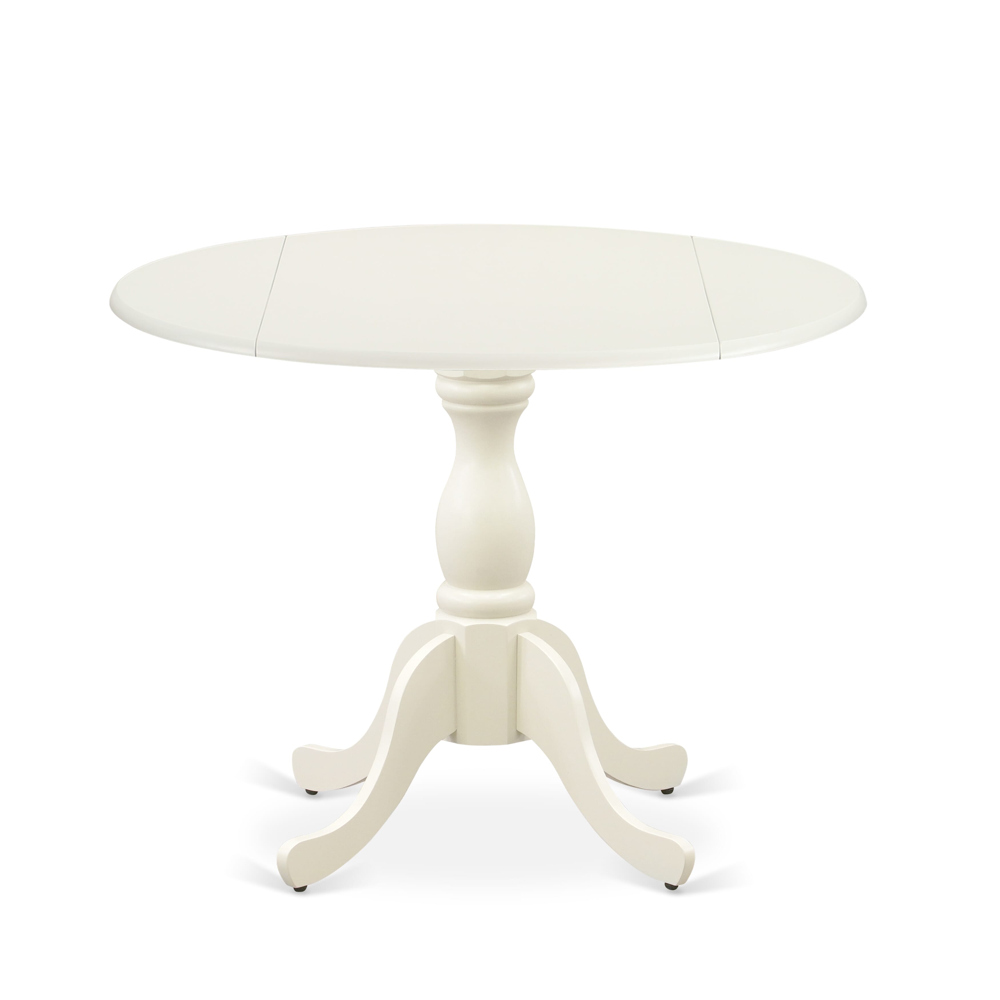 EAST WEST FURNITURE - DST-WHI-TP - Modern Kitchen Table with Drop Leaves - linen white Table Top and linen white Pedestal Leg Finish