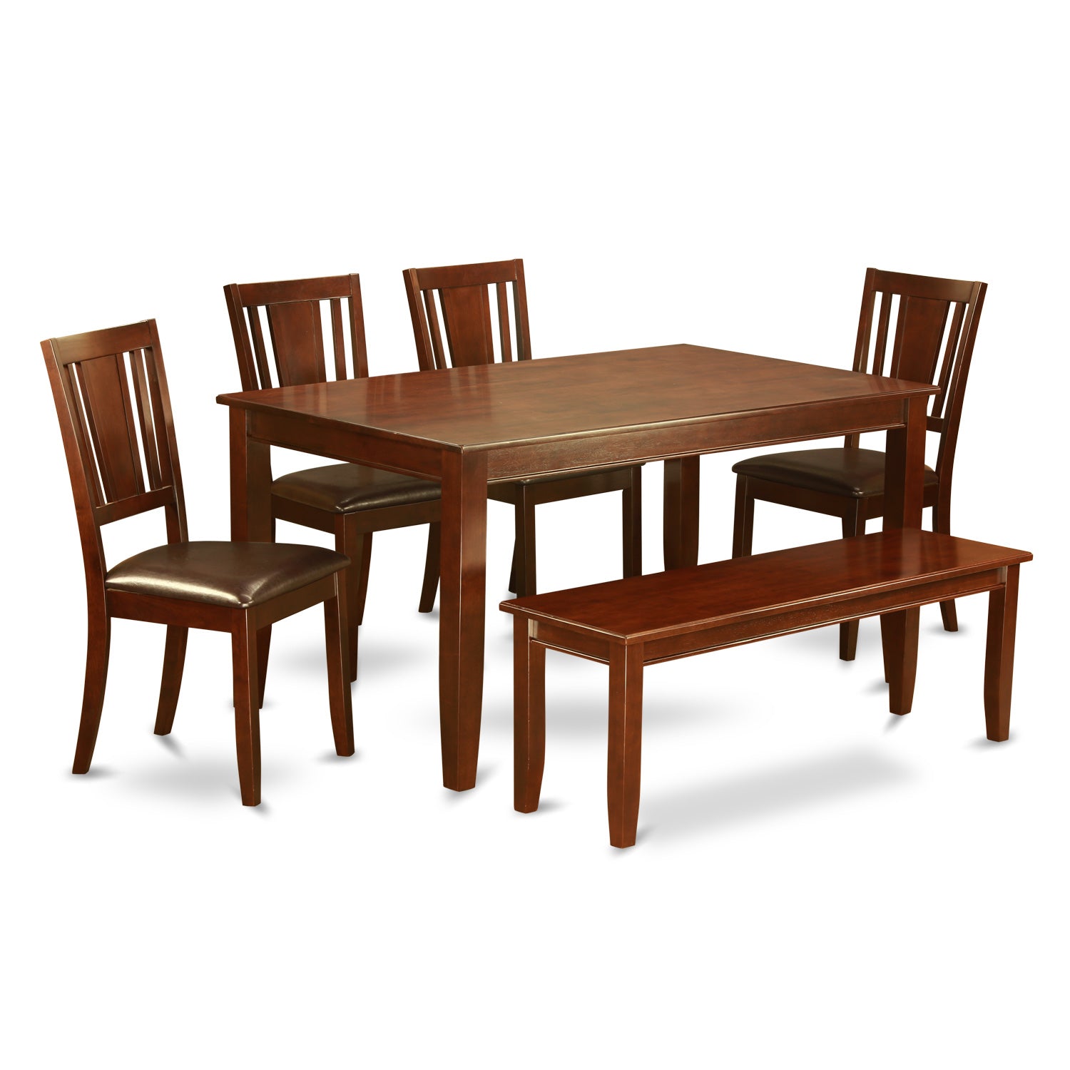 DUDL6D-MAH-LC 6 Pc Kitchen Table with bench-Table and 4 Chairs for Dining room and Bench