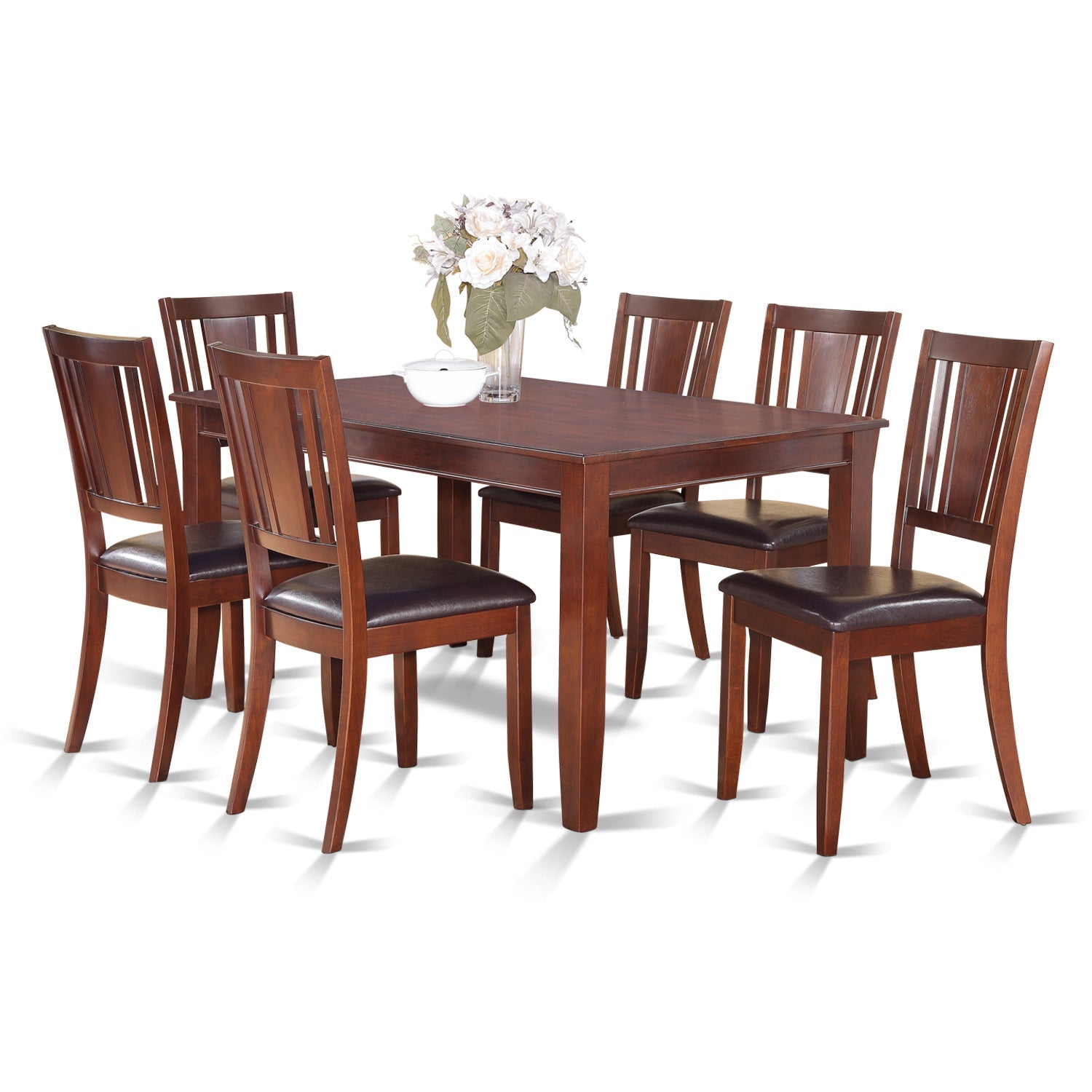 DULE7-MAH-LC 7 Pc Dining room set-Dinette Table and 6 Kitchen Dining Chairs