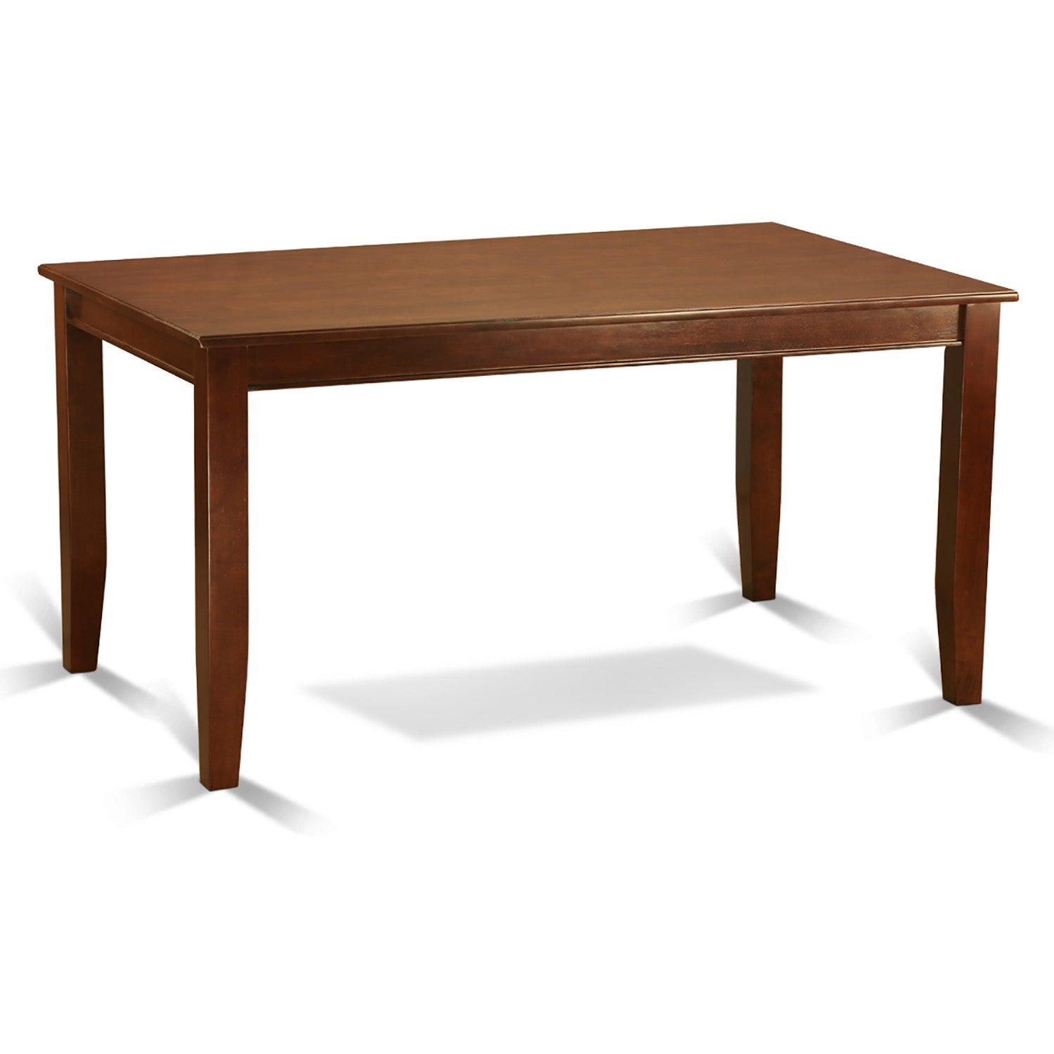 East West Furniture DUFO7-MAH-47 7-Piece Dining Room Table Set Includes 1 Rectangular Dining Table and 6 Light Sable Linen Fabric Dining Chairs with Button Tufted Back - Mahogany Finish