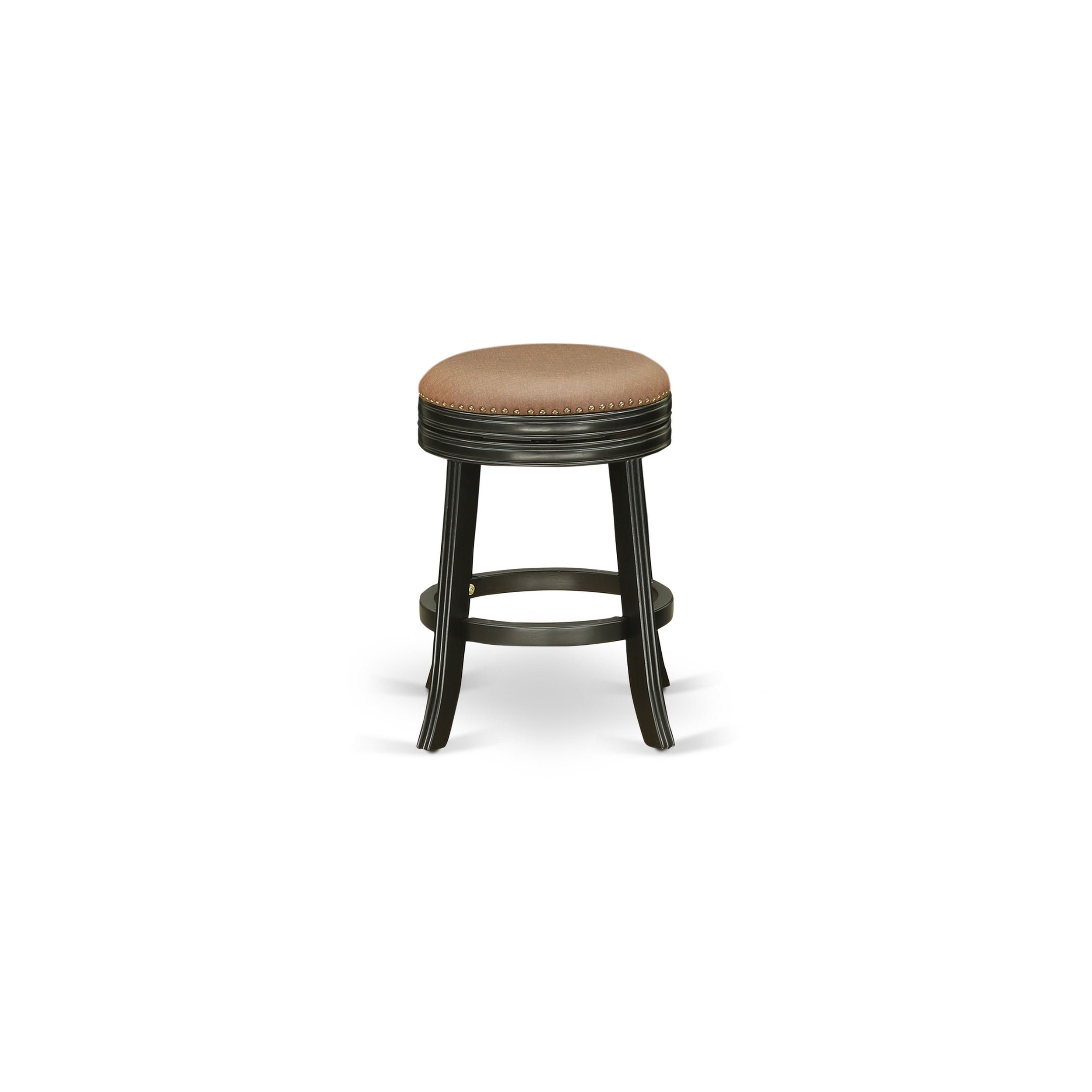 DVS024-112 Devers Swivel Backless Barstool 24'' Seat Height With Black Leg And F12-12 Pu Leather Brown Roast