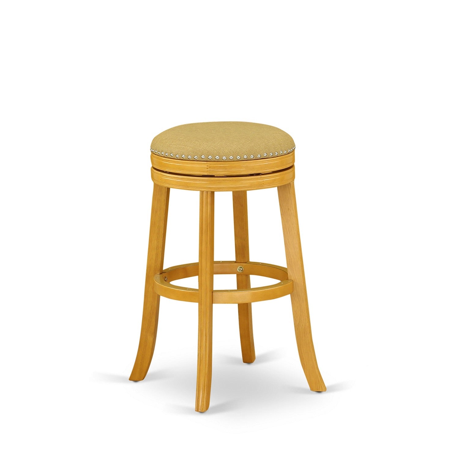 DVS030-416 Devers Swivel Backless Barstool 30'' Seat Height With Oak Leg And F12-16 Pu Leather Vegas Gold