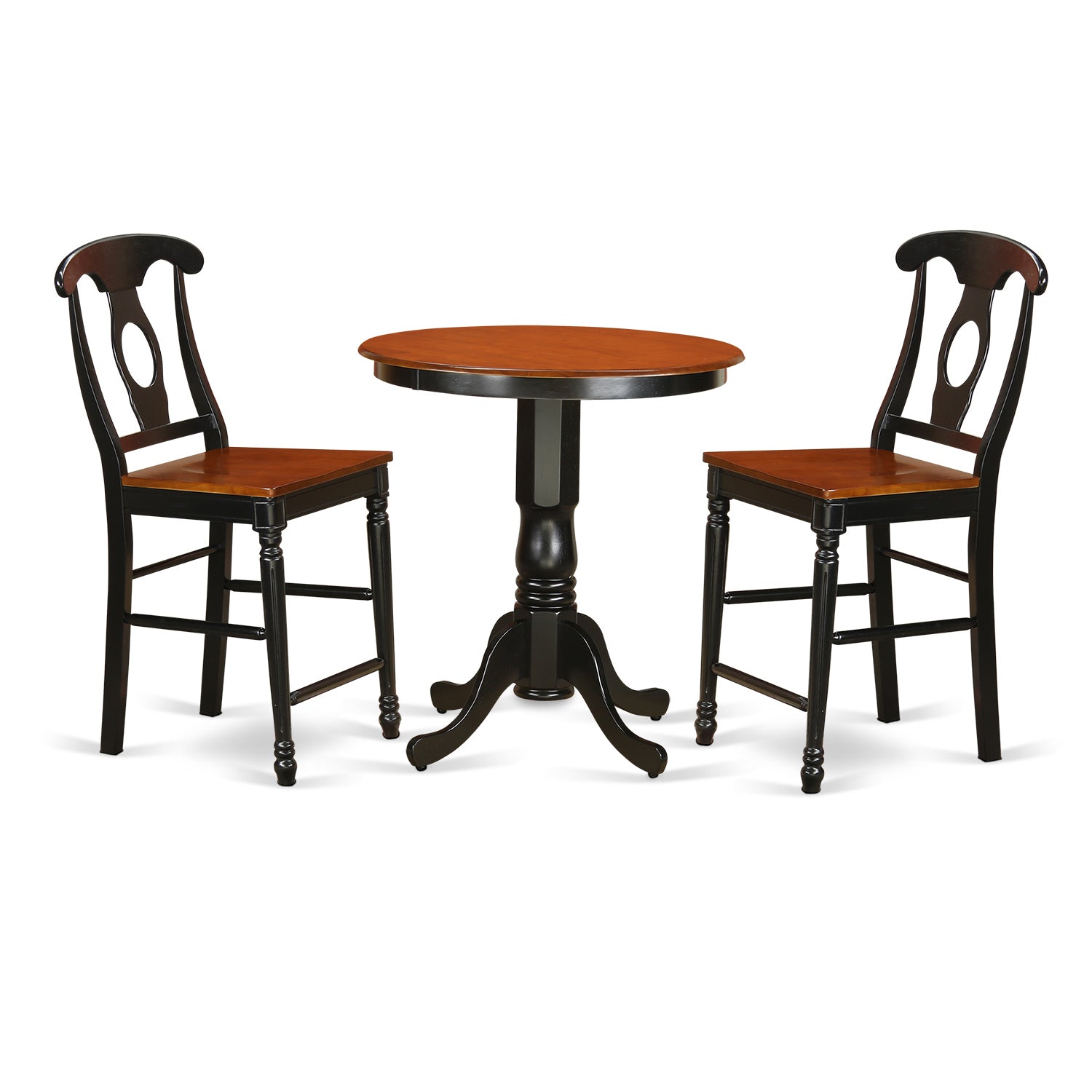 EDKE3-BLK-W 3 Pc Dining counter height set-pub Table and 2 Dining Chairs.