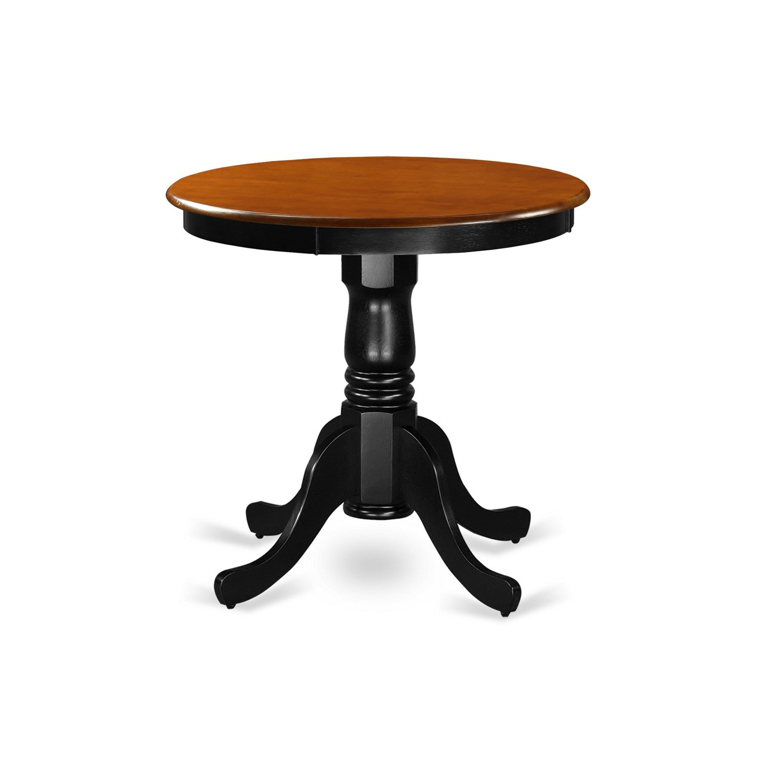 Mesa de comedor de cocina Eden de East West Furniture EMT-BCH-TP: tablero redondo de madera maciza con base de pedestal