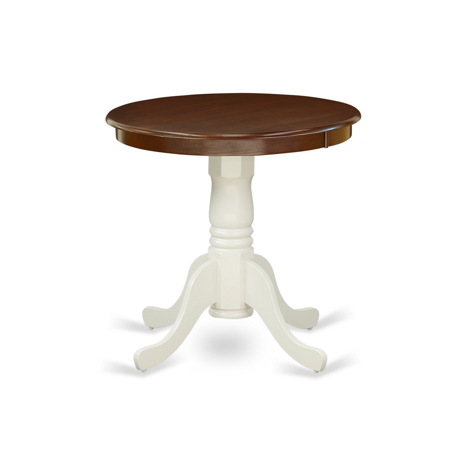 Mesa de cocina Eden de East West Furniture EMT-MLW-TP: mesa de comedor redonda con base de pedestal