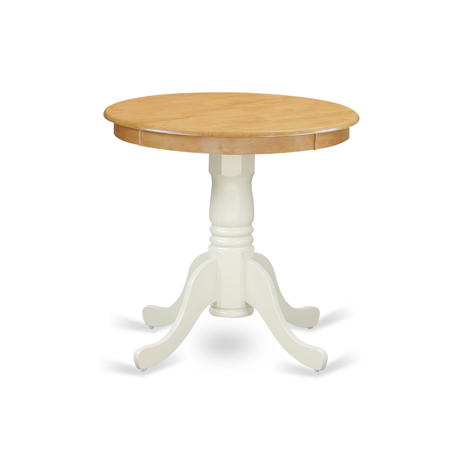 Mesa de comedor Eden de East West Furniture EMT-OLW-TP: una mesa de cocina redonda con base de pedestal