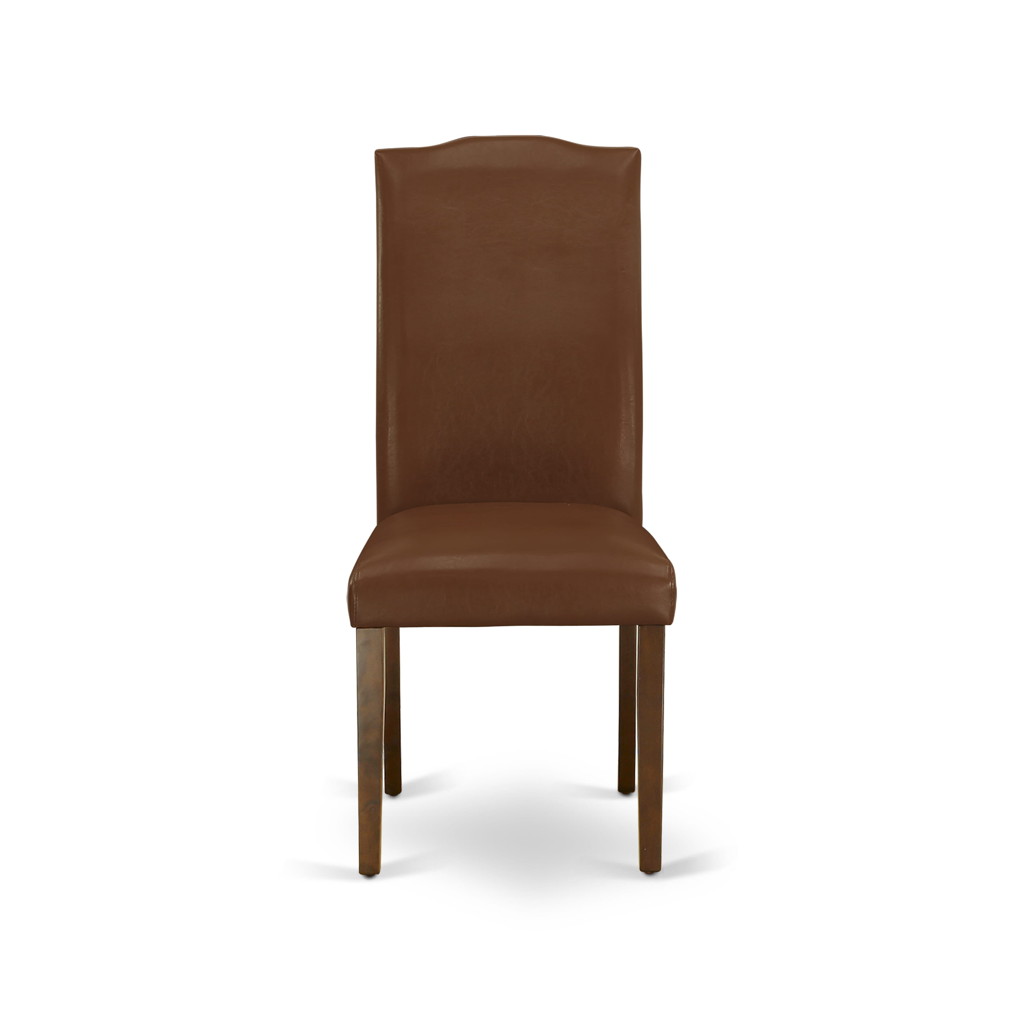 East West Furniture NDEN3-MAH-66 Dining Table Set 3 Pcs - Two Chairs For Dining Room and a Dining Table - Mahogany Finish Hardwood - Brown Color Pu Leather