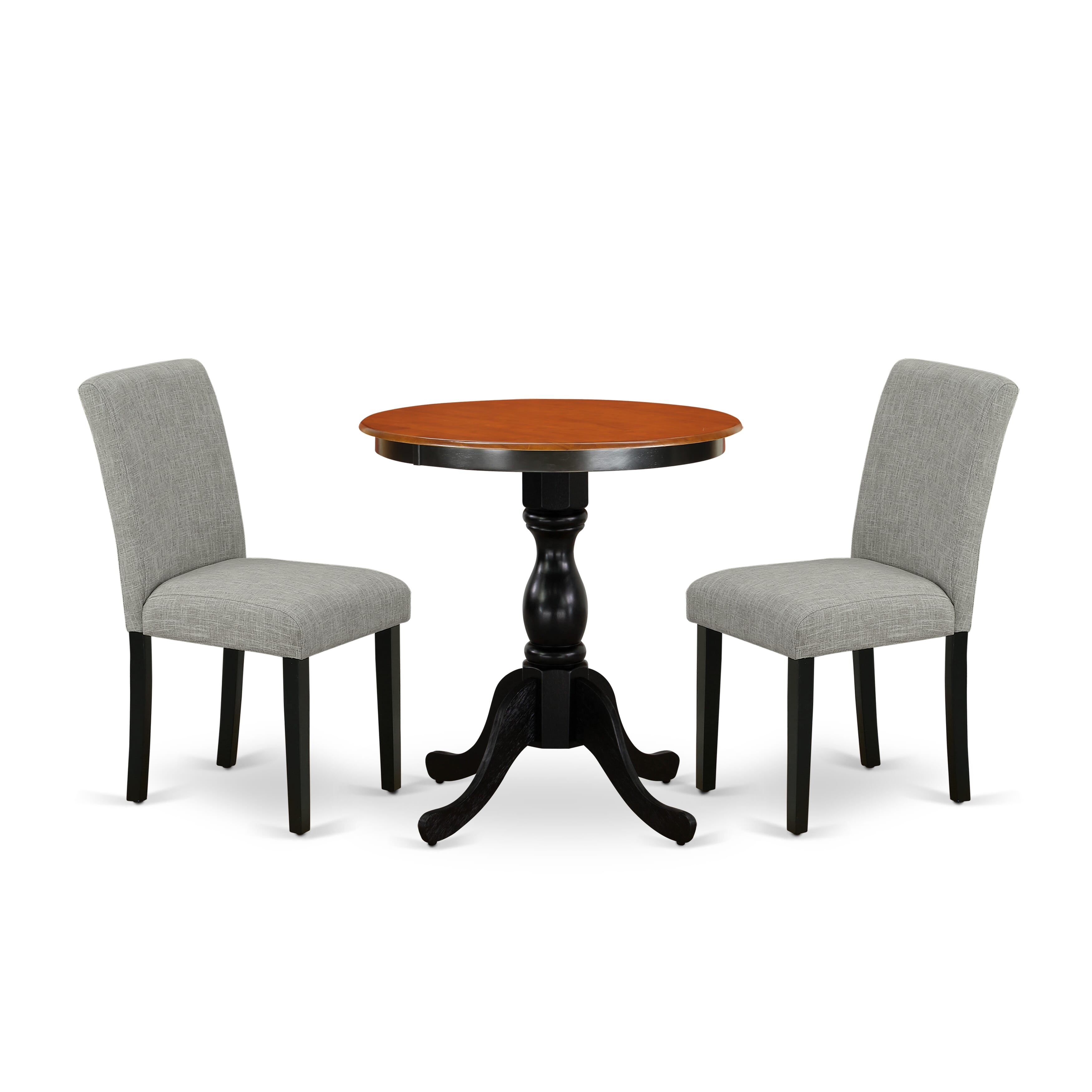 East West Furniture ESAB3-BCH-06 3-Piece Dinette SetInclude a Wooden Table and 2 Shitake Linen Fabric Padded Chairs with High Back - Black Finish