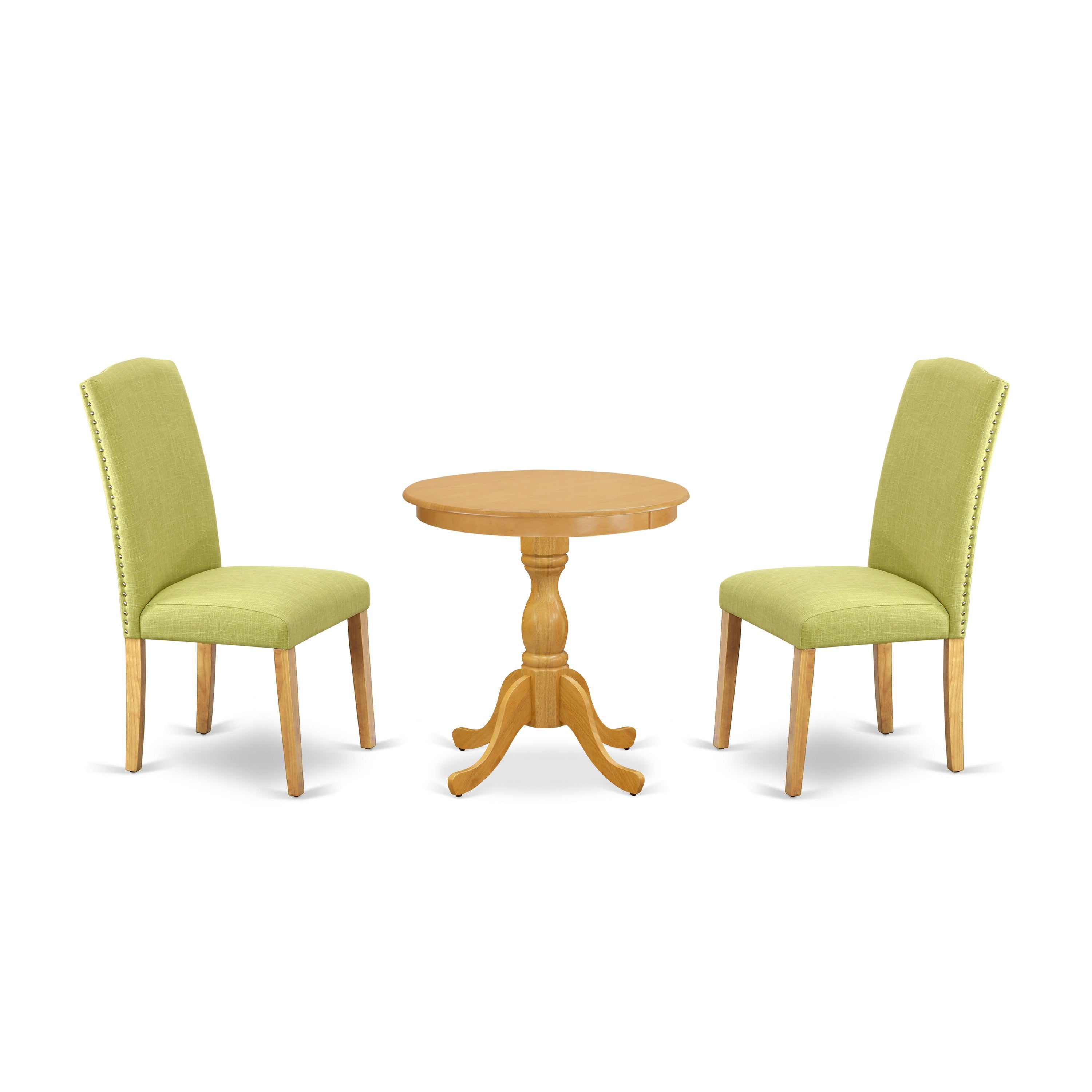 EAST WEST FURNITURE - ESEN3-OAK-07 - 3-Pc Modern Dining Set - 2 dining room chairs Linen Fabric with High Back and 1 Dining Table - Oak Finish