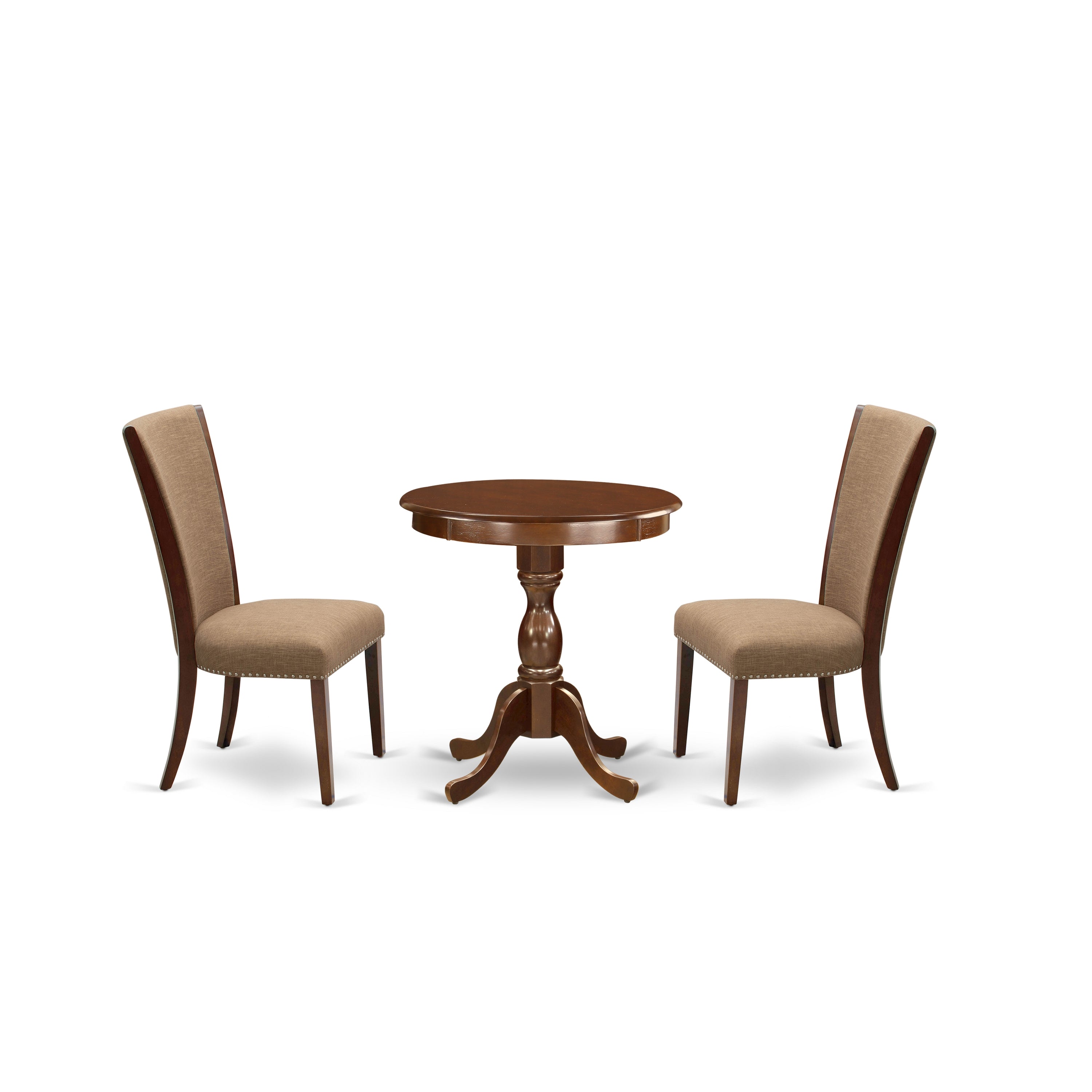EAST WEST FURNITURE - ESVE3-MAH-47 - 3-Pc Kitchen Dining Set - 2 Dining Chairs and 1 Modern Dining Table - Mahogany Finish