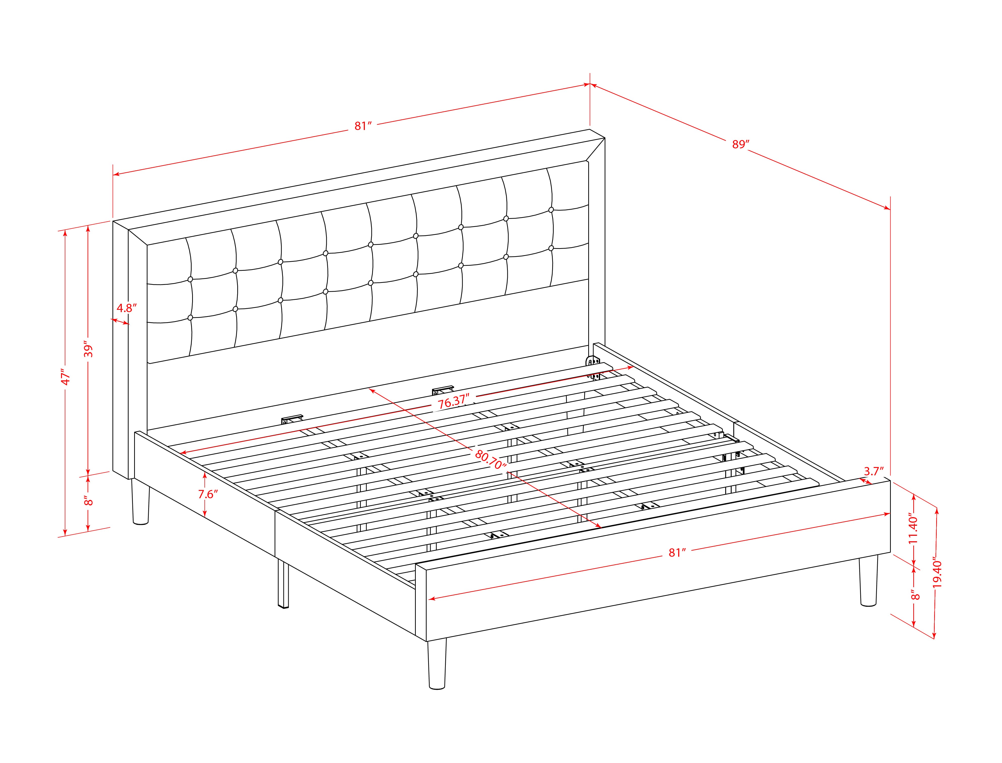 Juego de dormitorio de 2 piezas East West Furniture FN08K-1DE07 con plataforma King, cama con plataforma y mesita de noche - Fabricación robusta y confiable - Tela de lino beige niebla