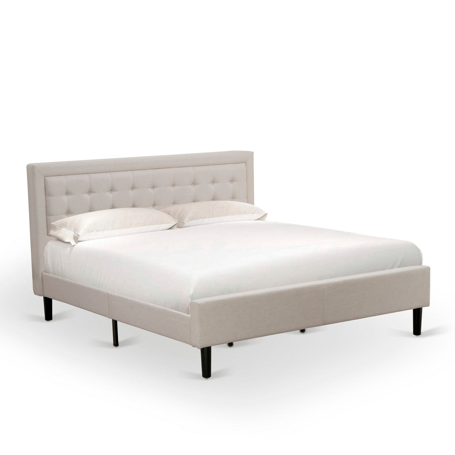 Juego de dormitorio Fannin King de 3 piezas FN08K-2VL13 con 1 cama King y 2 mesitas auxiliares - Fabricación fiable y duradera - Tela de lino beige niebla