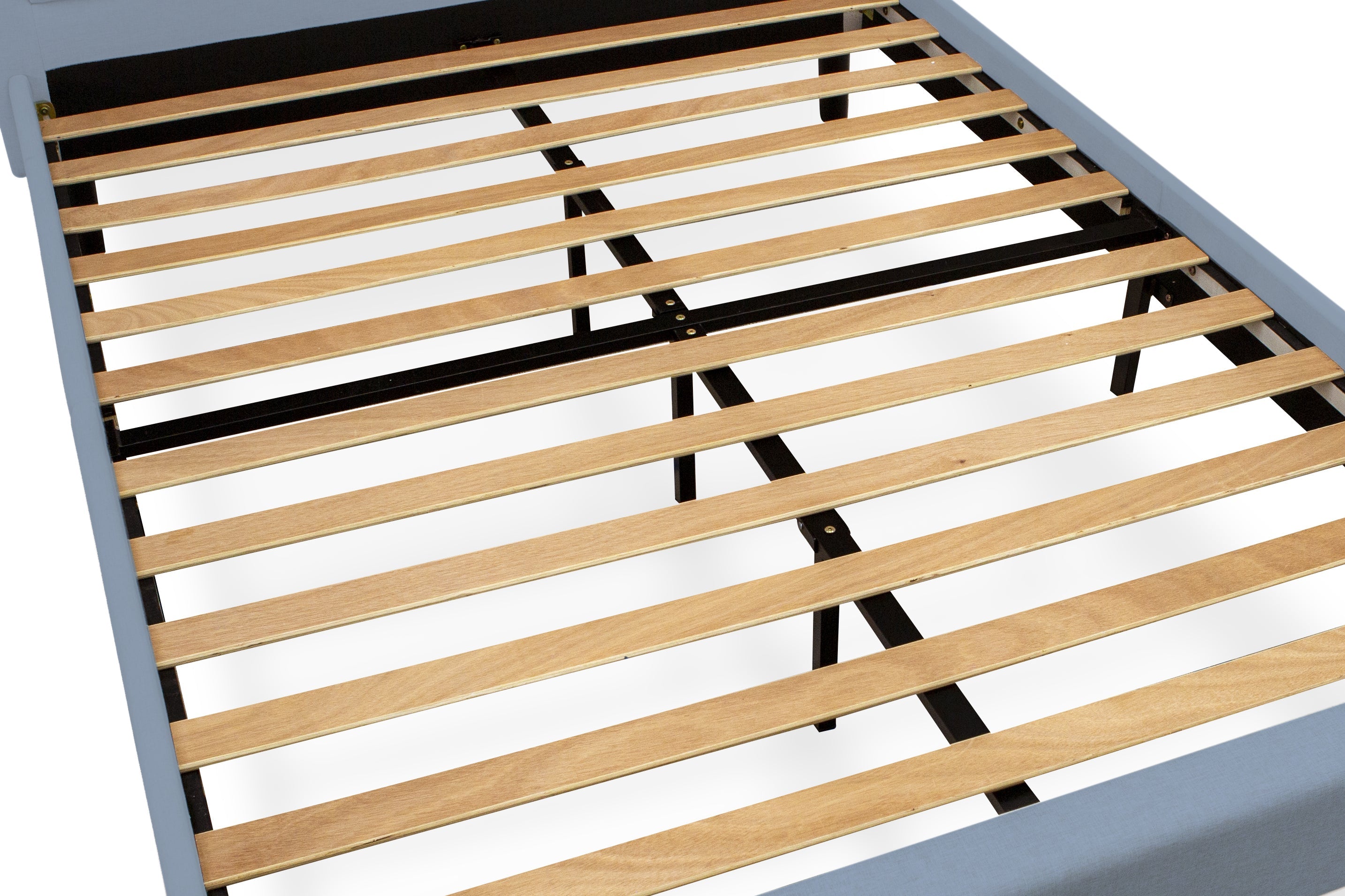 FN11Q-2DE15 3-Piece Platform Bed Set with 1 Queen Bed Frame and 2 Night Stands - Denim Blue Linen Fabric