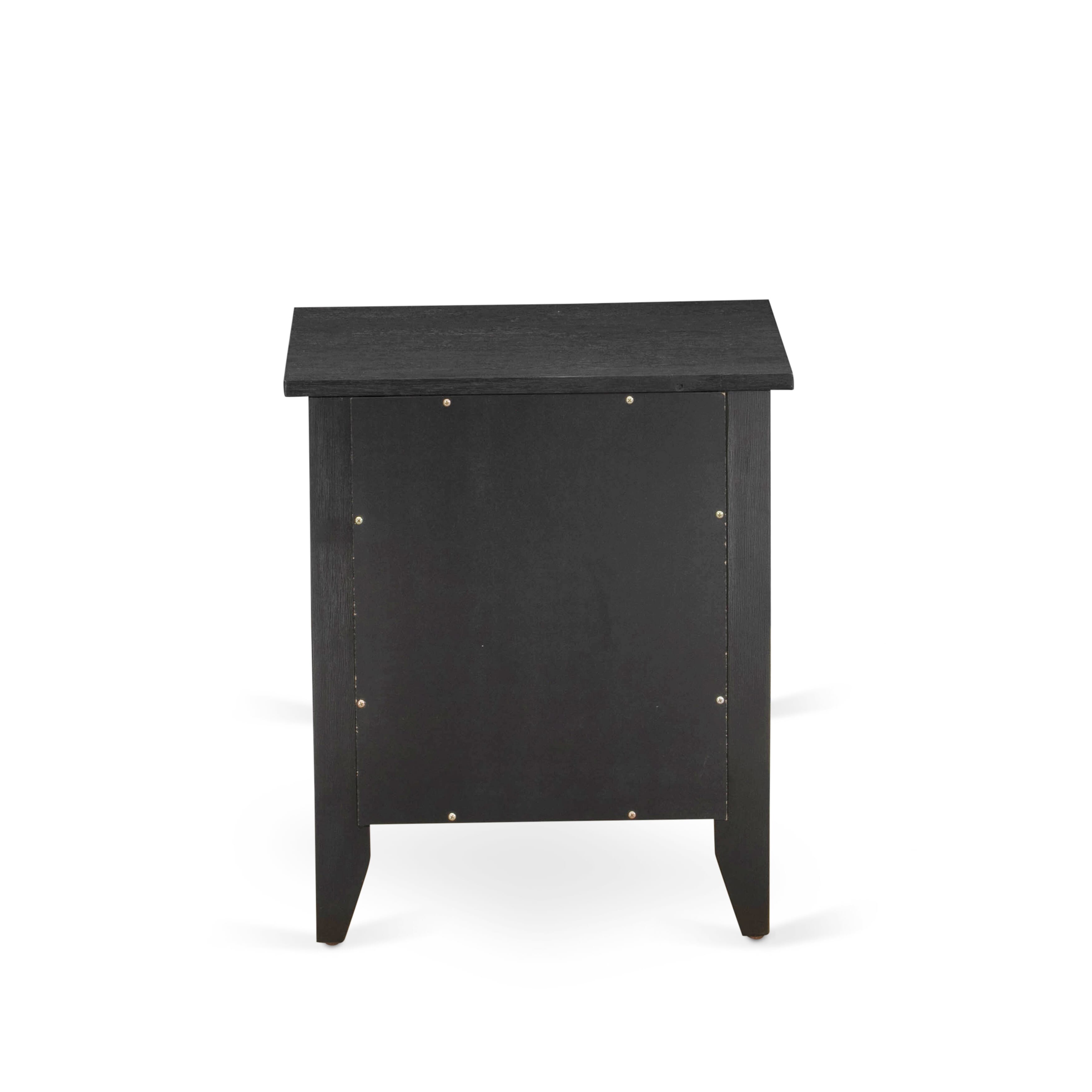 East West Furniture KD18Q-2GA06 3 Piece Bedroom Set - 1 Queen Size Bed Brown Linen Fabric Padded and Button Tufted Headboard with 2 Wooden Night Stand - Wire Brushed Black Finish Nightstand