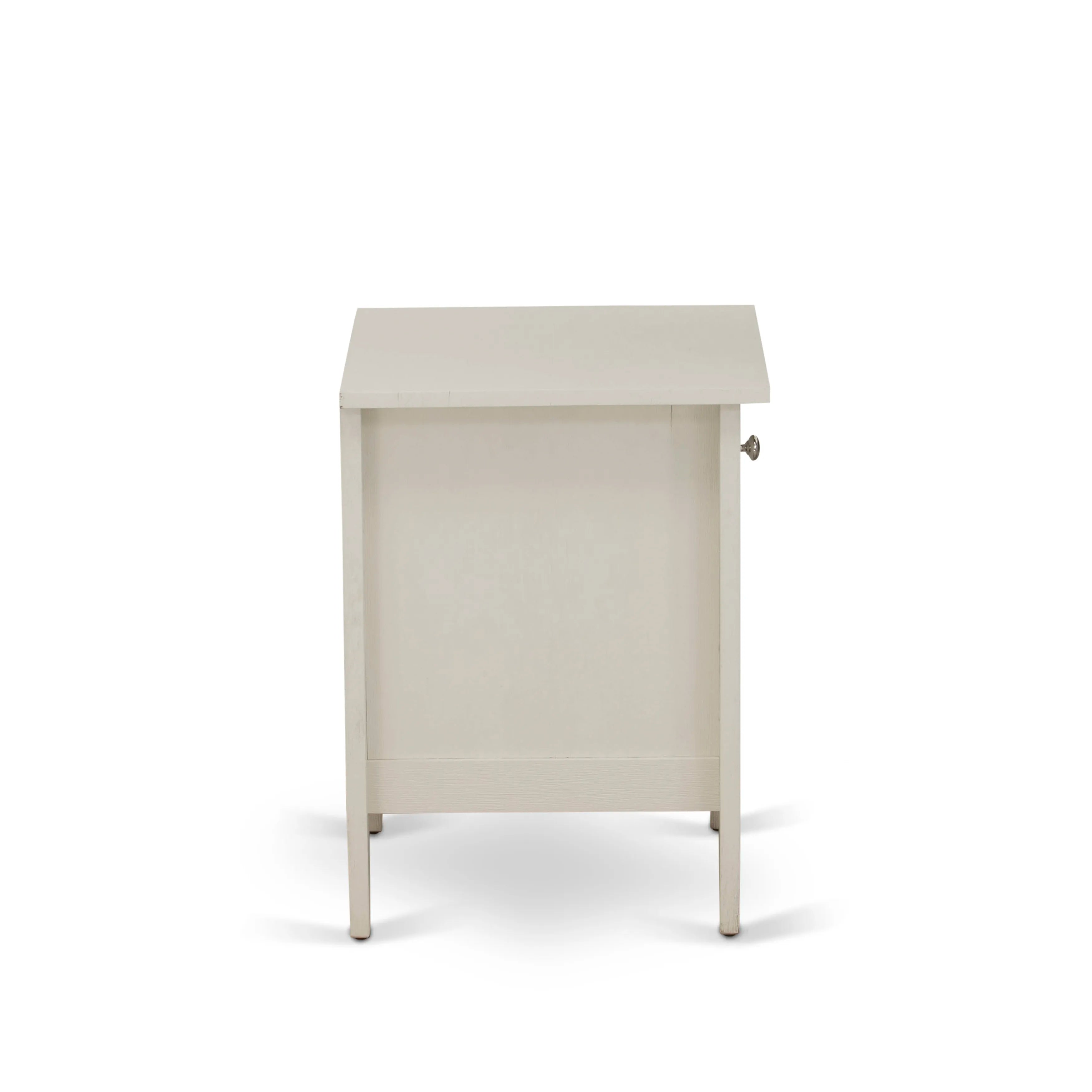 East West Furniture NL19Q-2GA0C 3 Piece Queen Bed Set - Button Tufted Bed frame - Linen white Velvet Fabric Upholstered Headboard and a Wire Brushed Butter Cream Finish Nightstand