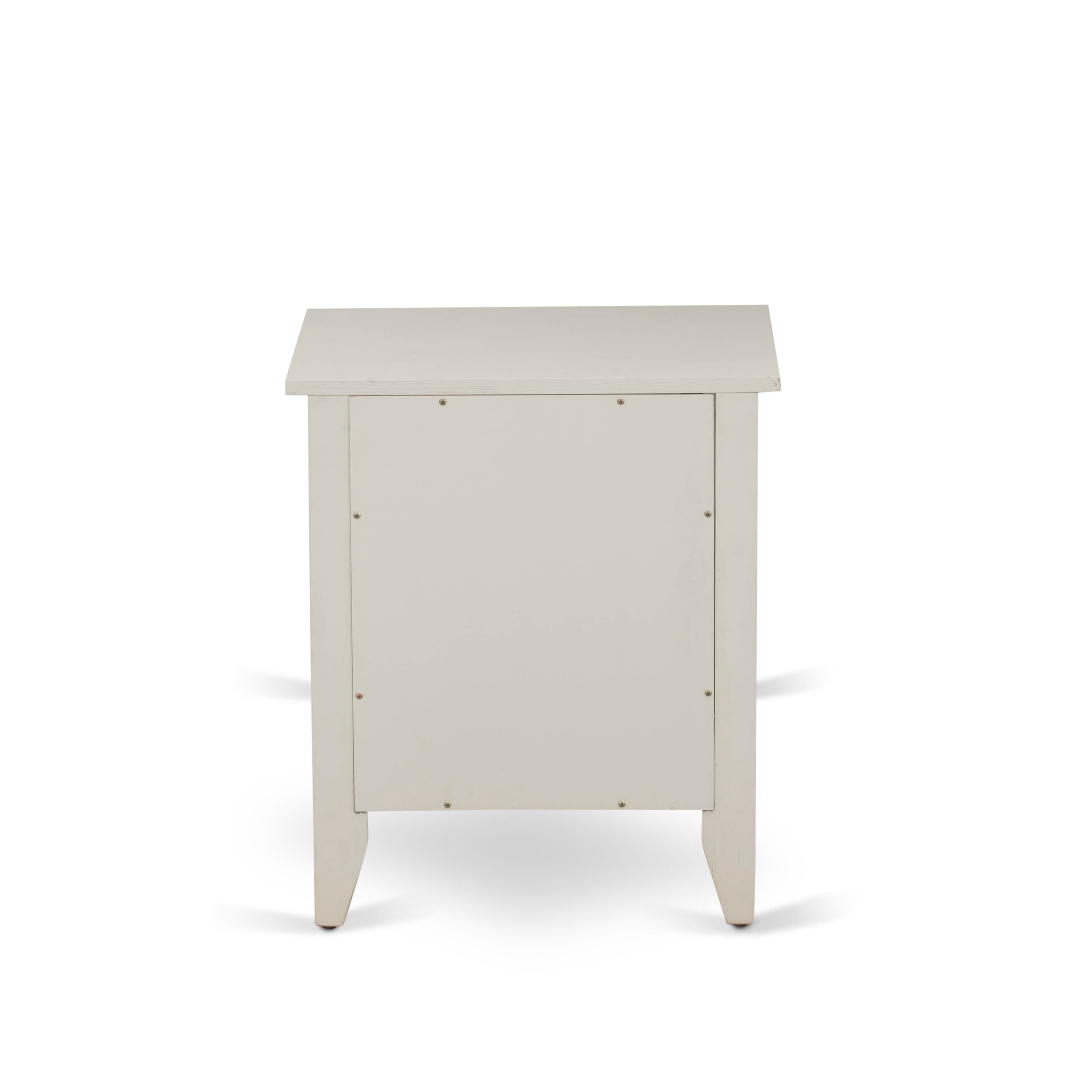 East West Furniture KD16Q-1GA0C 2 Piece Bed Set Queen - 1 Queen Bed frame Dark Khaki Linen Fabric Padded and Button Tufted Headboard with 1 Nightstand - Wire Brushed Butter Cream Finish Nightstand