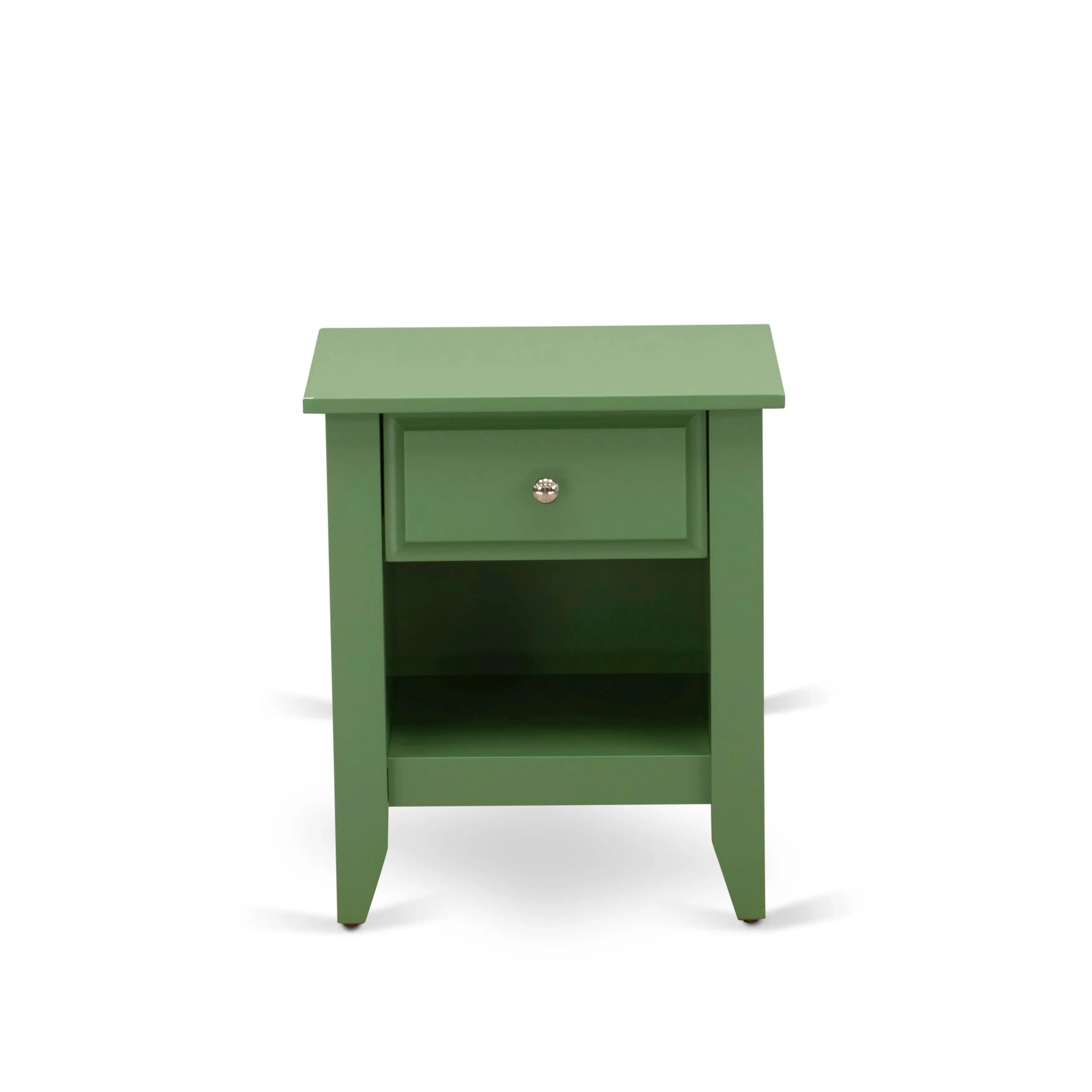 Juego de cama de 3 piezas NL19K-2GA12 - Cama king size con plataforma capitoné con botones - Cabecera tapizada en terciopelo blanco y mesita de noche con acabado verde trébol