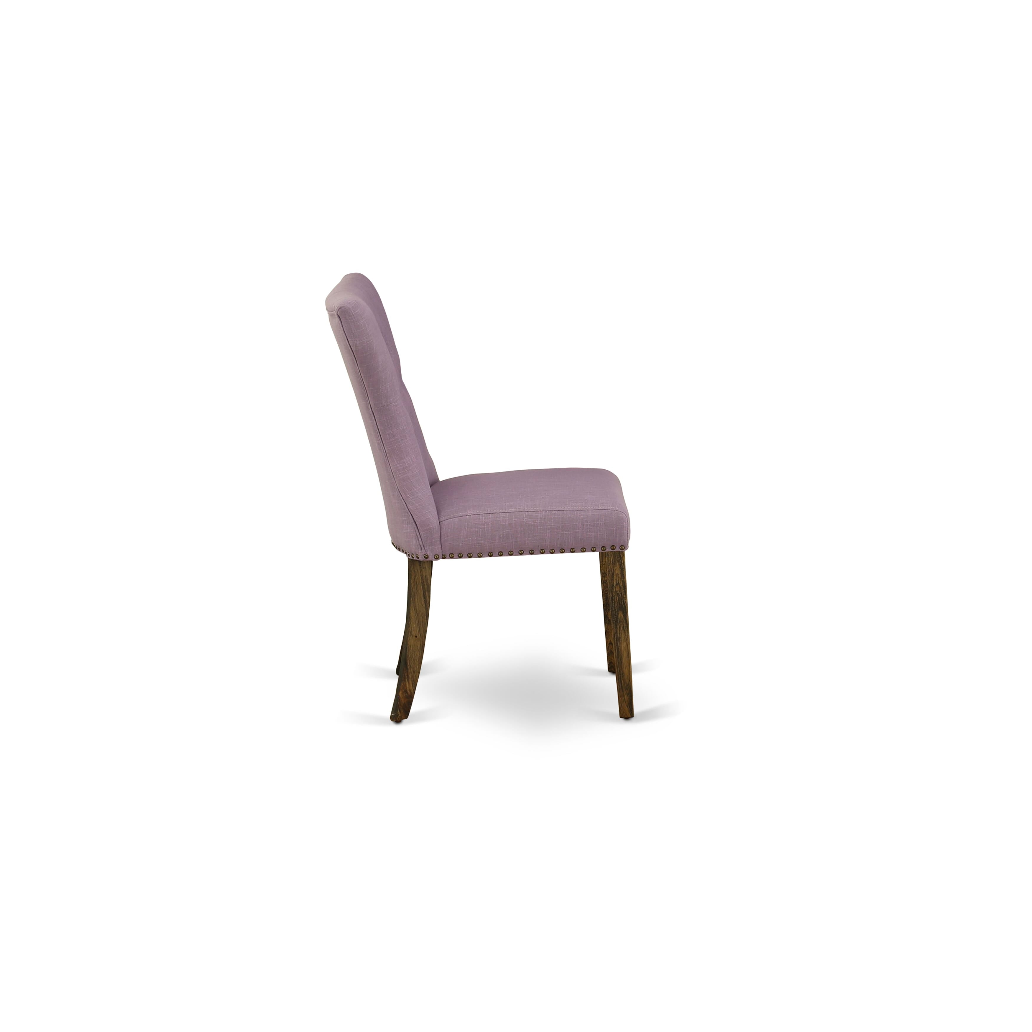 El juego de mesa de comedor East West Furniture LAGA11-87-40 de 11 piezas incluye una mesa rectangular de madera con diseño de hojas de mariposa y 10 sillas de comedor Parson de tela de lino Dahlia.