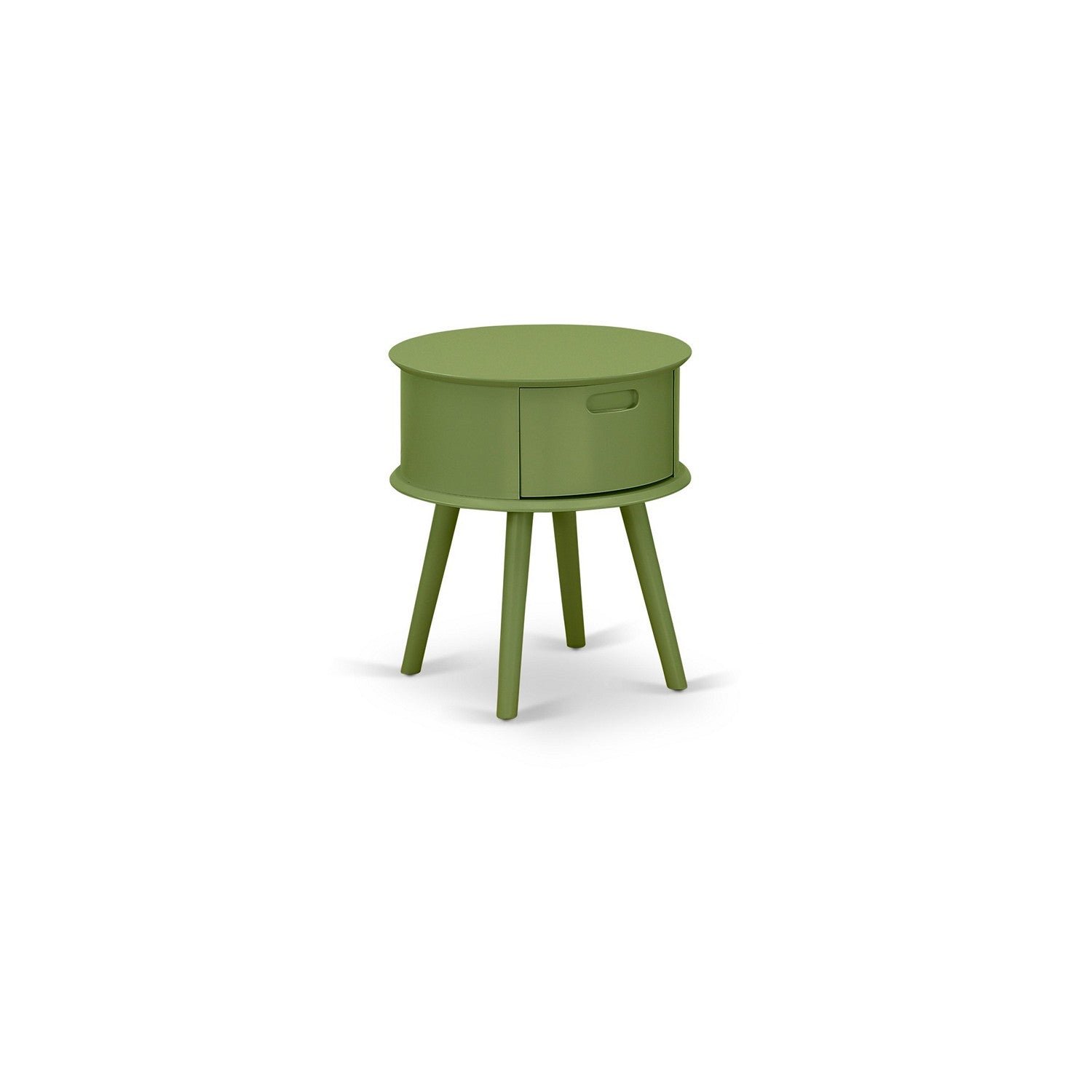 East West Furniture NL19F-1GO12 2 Piece Full Size Bed Set - Button Tufted Bedframe - Linen white Velvet Fabric Upholstered Headboard and a Clover Green Finish Nightstand