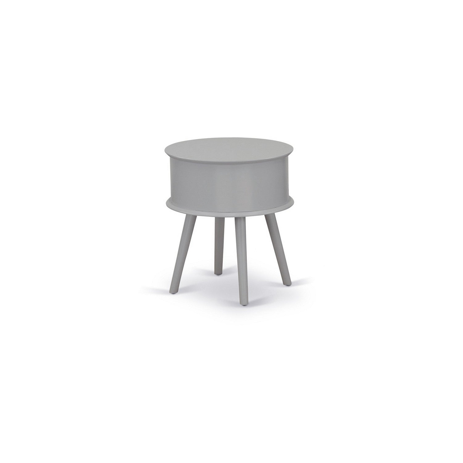 Gordon Round Night Stand End Table With Drawer in Urban Gray Finish