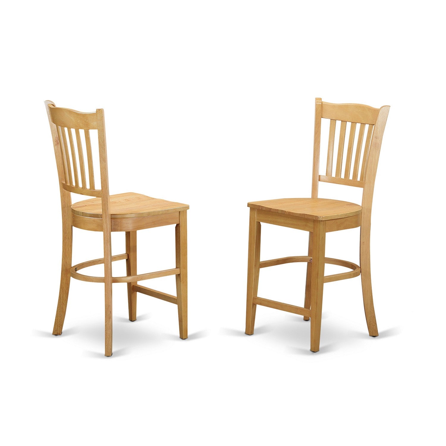 Juego de mesa de comedor de 3 piezas East West Furniture EDGR3-OAK-W con altura de mostrador para cocina. Contiene una mesa redonda de madera con pedestal y 2 sillas de comedor.