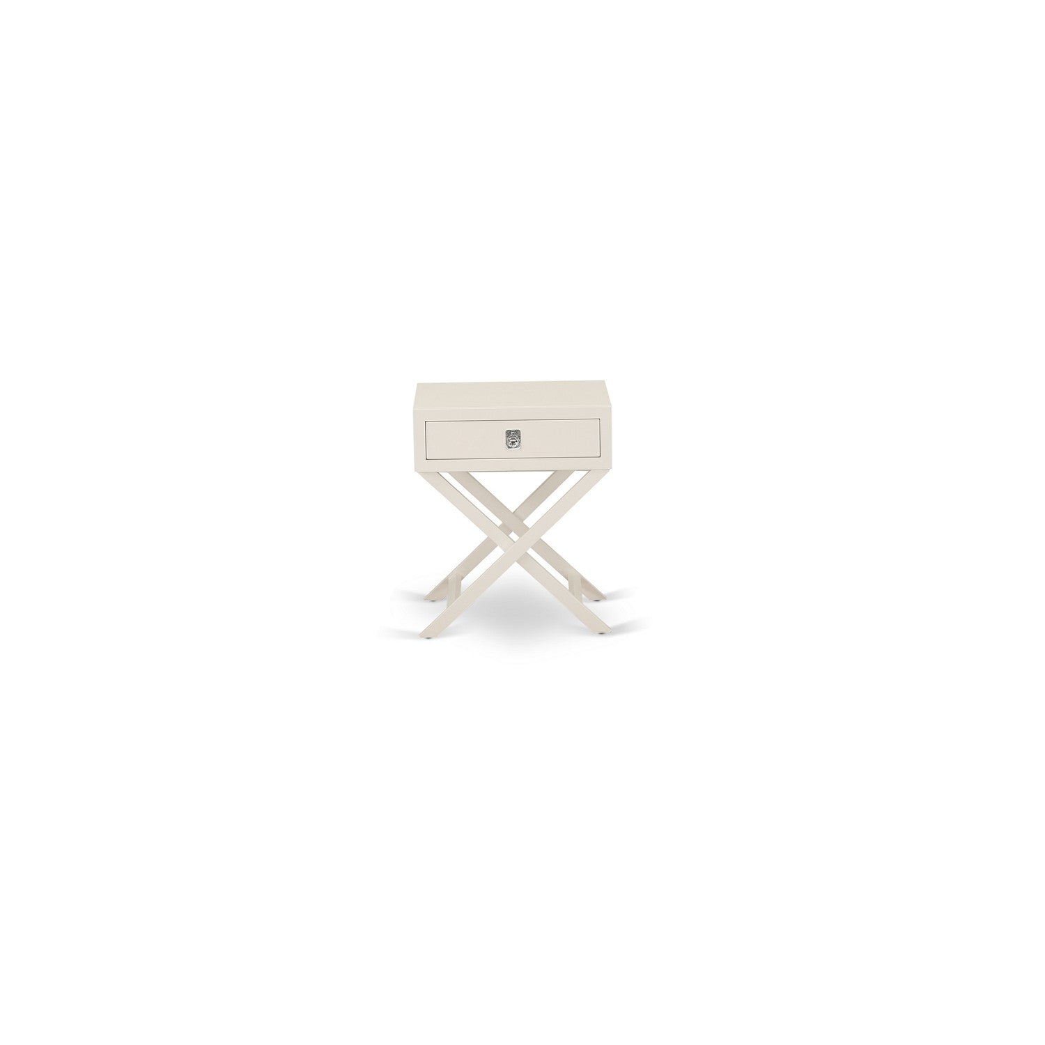 East West Furniture NL19Q-2HA05 3 Piece Queen Size Bedroom Set - Button Tufted Bed Frame - Linen white Velvet Fabric Upholstered Headboard and a Linen white Finish Nightstand