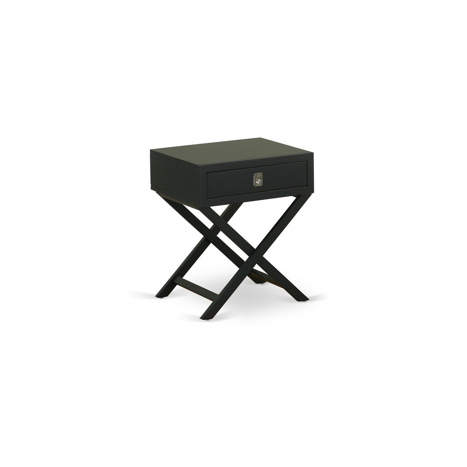 Hamilton Square Night Stand End Table With Drawer in Black Finish