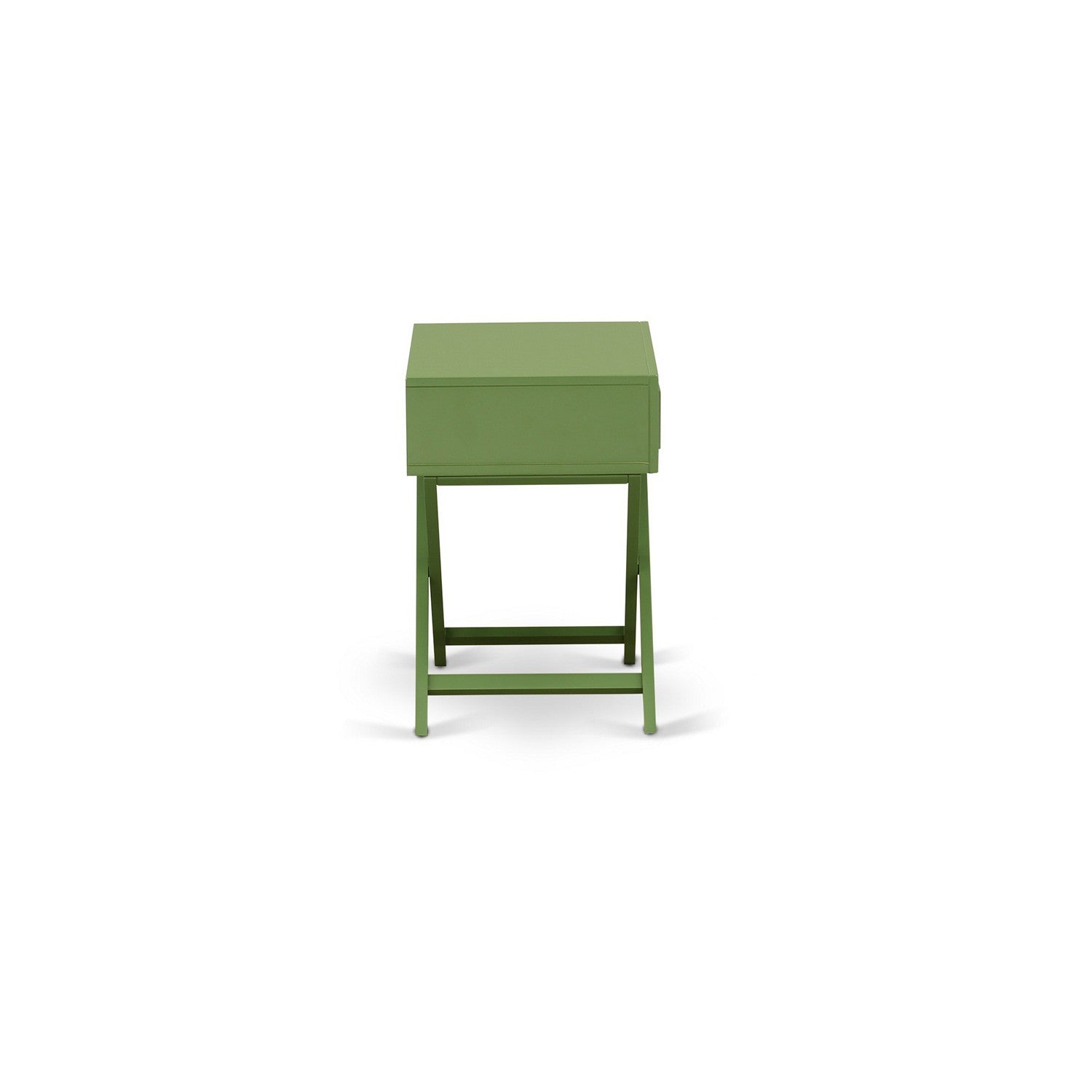 East West Furniture NL19Q-2HA12 3 Piece Bed Set - Queen Size Button Tufted Bed Frame - Linen white Velvet Fabric Upholstered Headboard and a Clover Green Finish Nightstand