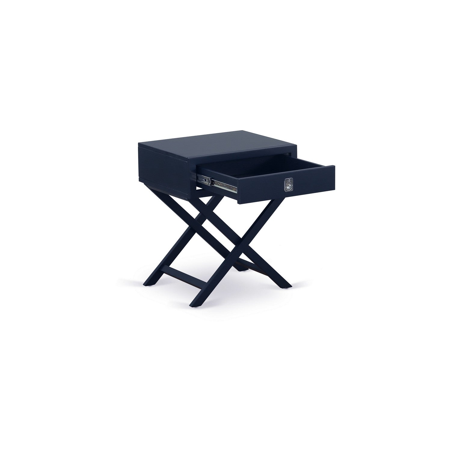 FN11Q-2HA15 3-Piece Fannin Wooden Set for Bedroom with 1 Platform Bed Frame and 2 Modern Nightstands - Reliable and Sturdy Construction - Denim Blue Linen Fabric