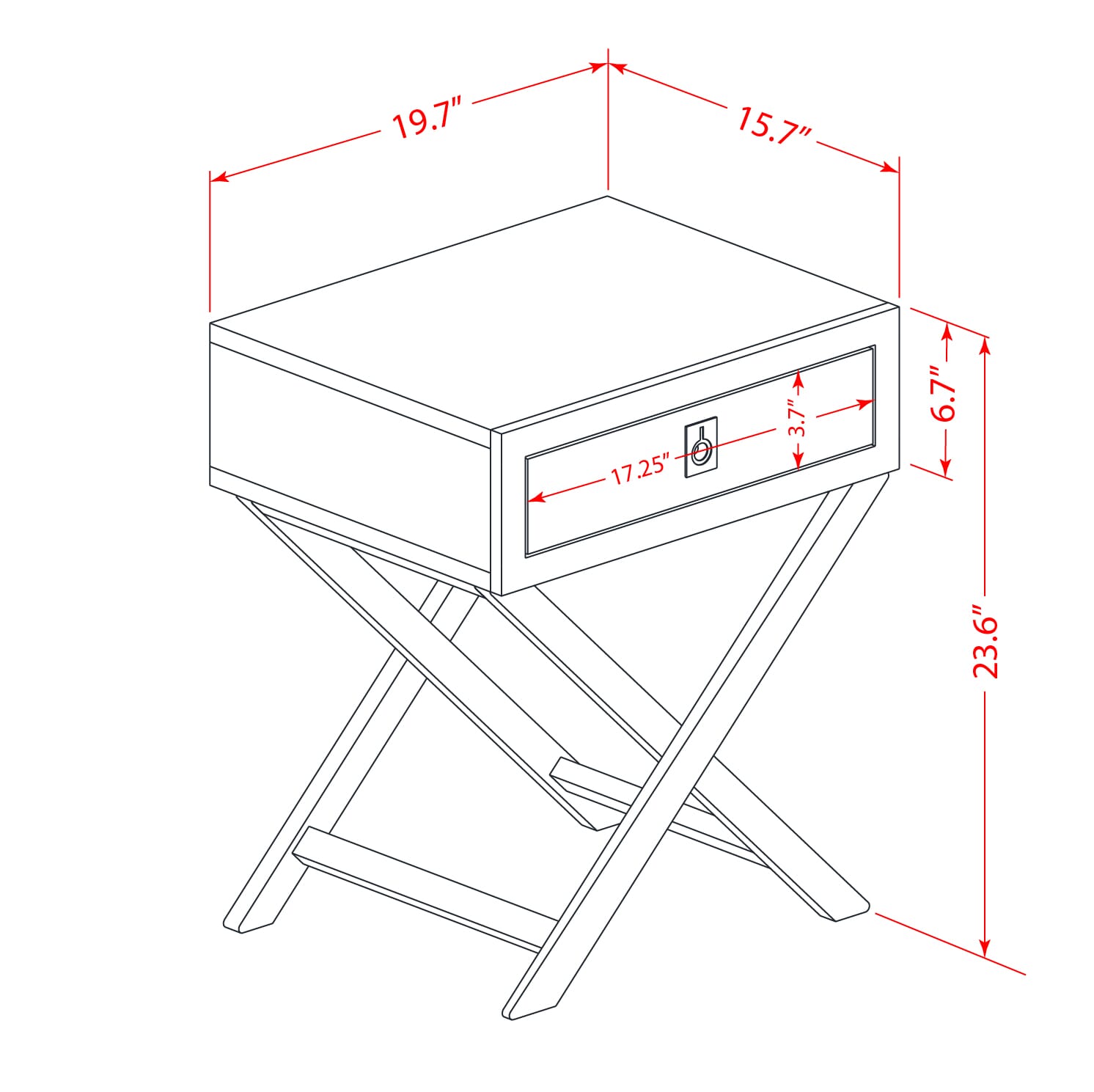 Hamilton Square Night Stand End Table With Drawer in Navy Blue Finish