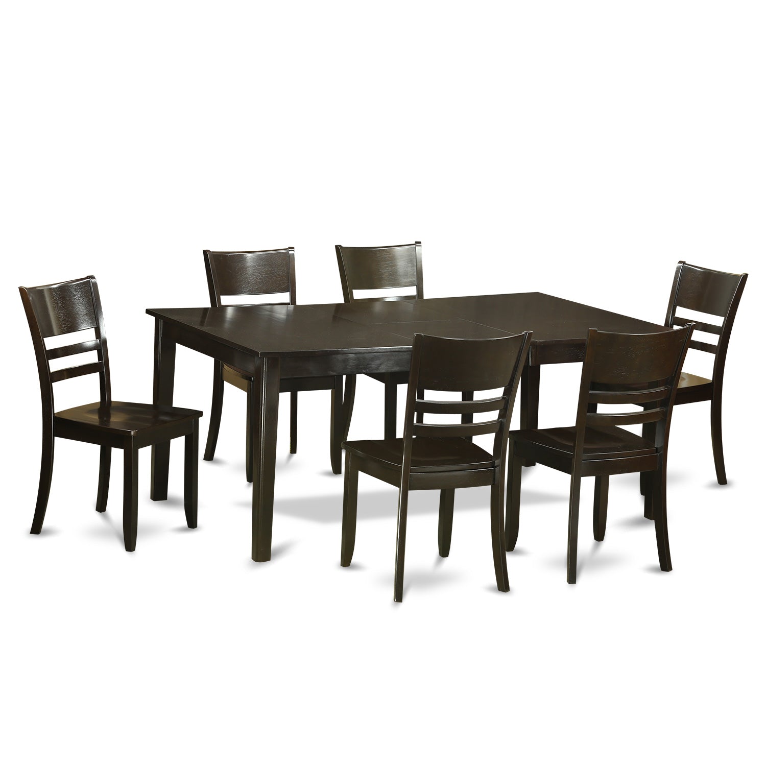 Juego de comedor East West Furniture HELY7-CAP-W de 7 piezas compuesto por una mesa de comedor rectangular con pedestal y 6 sillas de cocina.
