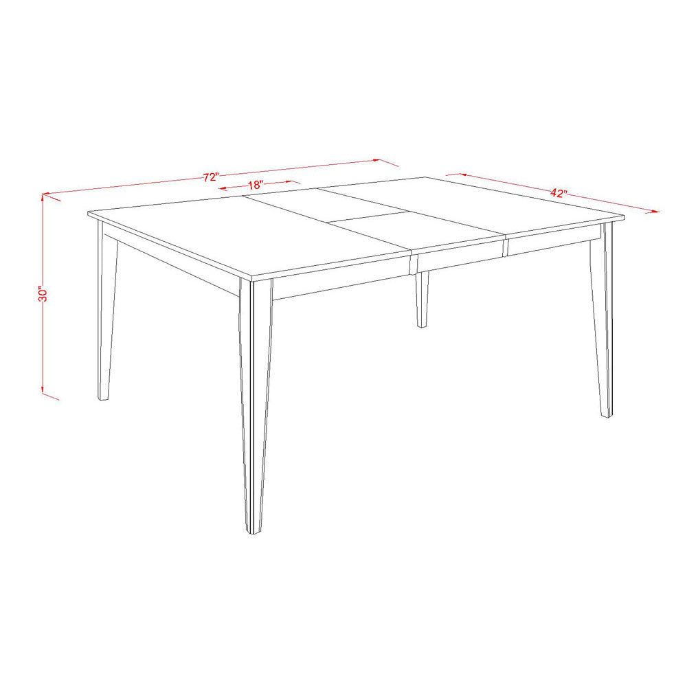 Juego de comedor East West Furniture HEBO7-CAP-W de 7 piezas compuesto por una mesa de comedor rectangular con pedestal y 6 sillas con asiento de madera.