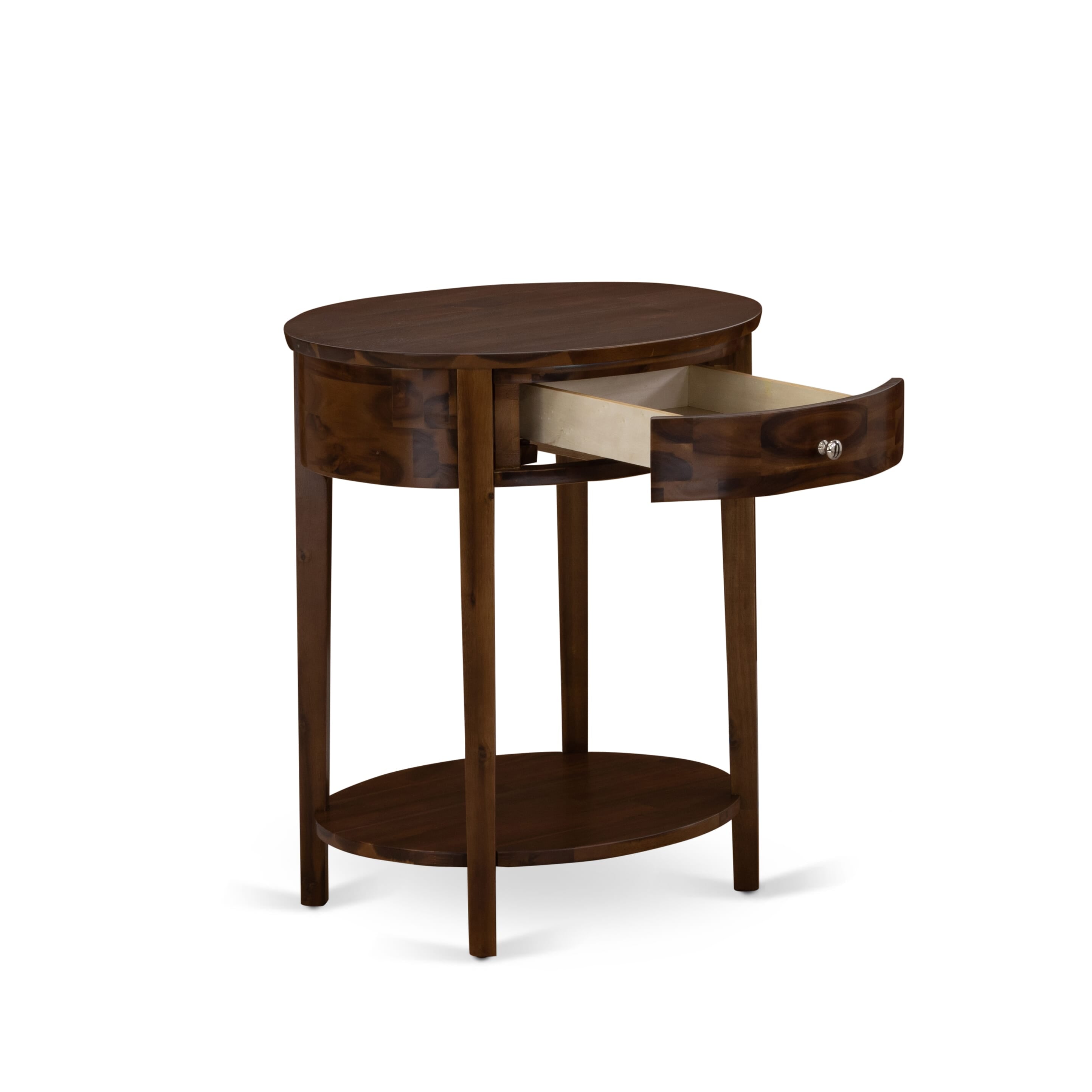 East West Furniture GB28Q-1HI08 2-Piece Granbury Bedroom Furniture Set with Button Tufted Queen Frame and 1 Antique Walnut End Table - Brown faux Leather with Brown Texture and Black Legs