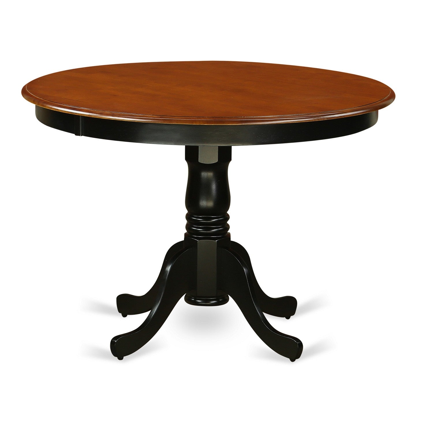 Juego de mesa de cocina de 5 piezas East West Furniture HLPL5-BCH-W para 4 personas. Incluye una mesa de comedor redonda con pedestal y 4 sillas de comedor.