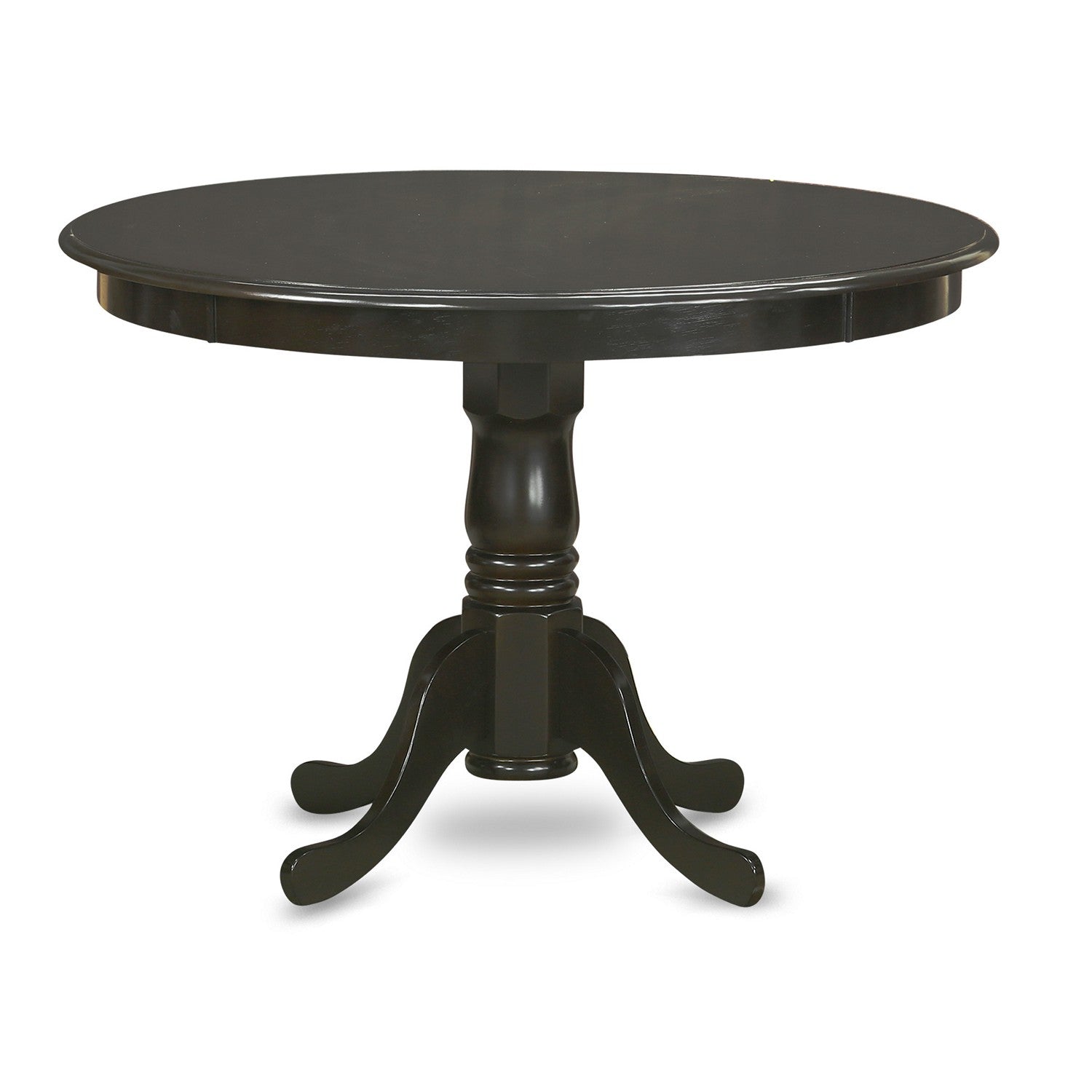 Juego de comedor de 5 piezas East West Furniture HLPF5-CAP-W para 4 personas. Incluye una mesa de comedor redonda con pedestal y 4 sillas de comedor.