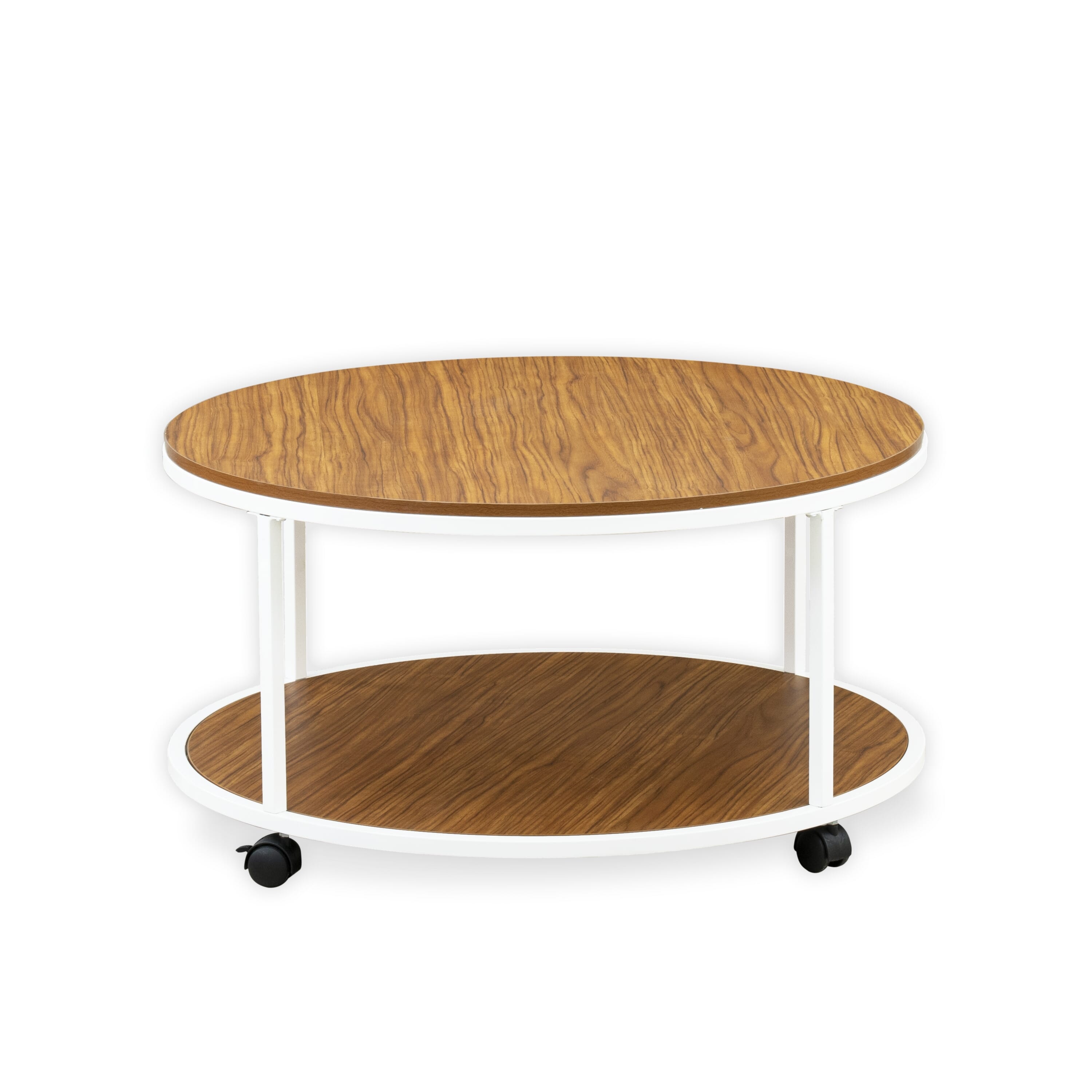 Mesa de centro Harley HRCTW01 de East West Furniture: mesa de centro redonda moderna de mediados de siglo con dos niveles para sala de estar