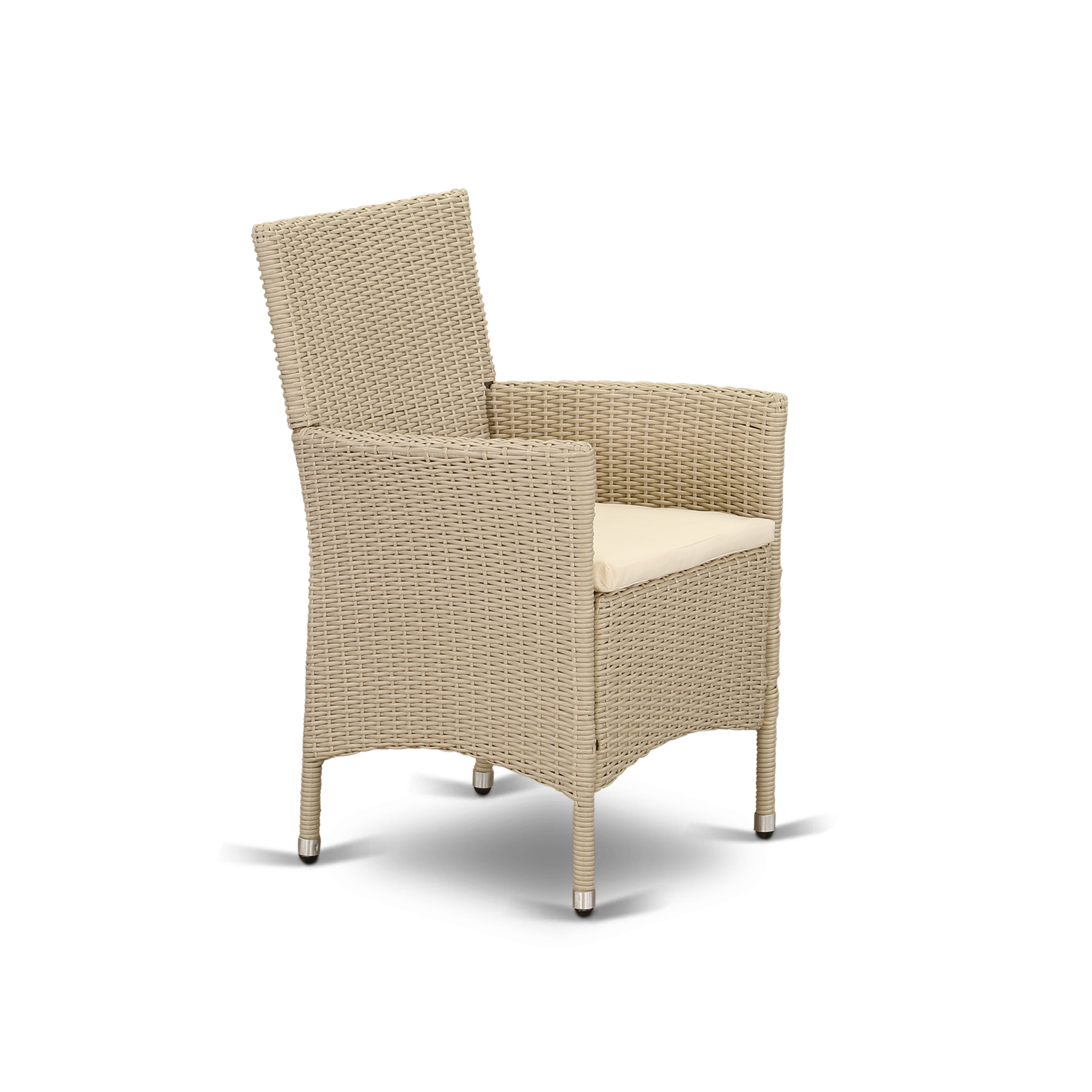 East West Furniture VLVL5-53V Juego de muebles de patio de mimbre para exterior de 5 piezas Incluye una mesa de comedor de bistró rectangular con tapa de vidrio y 4 sillones de balcón con cojín