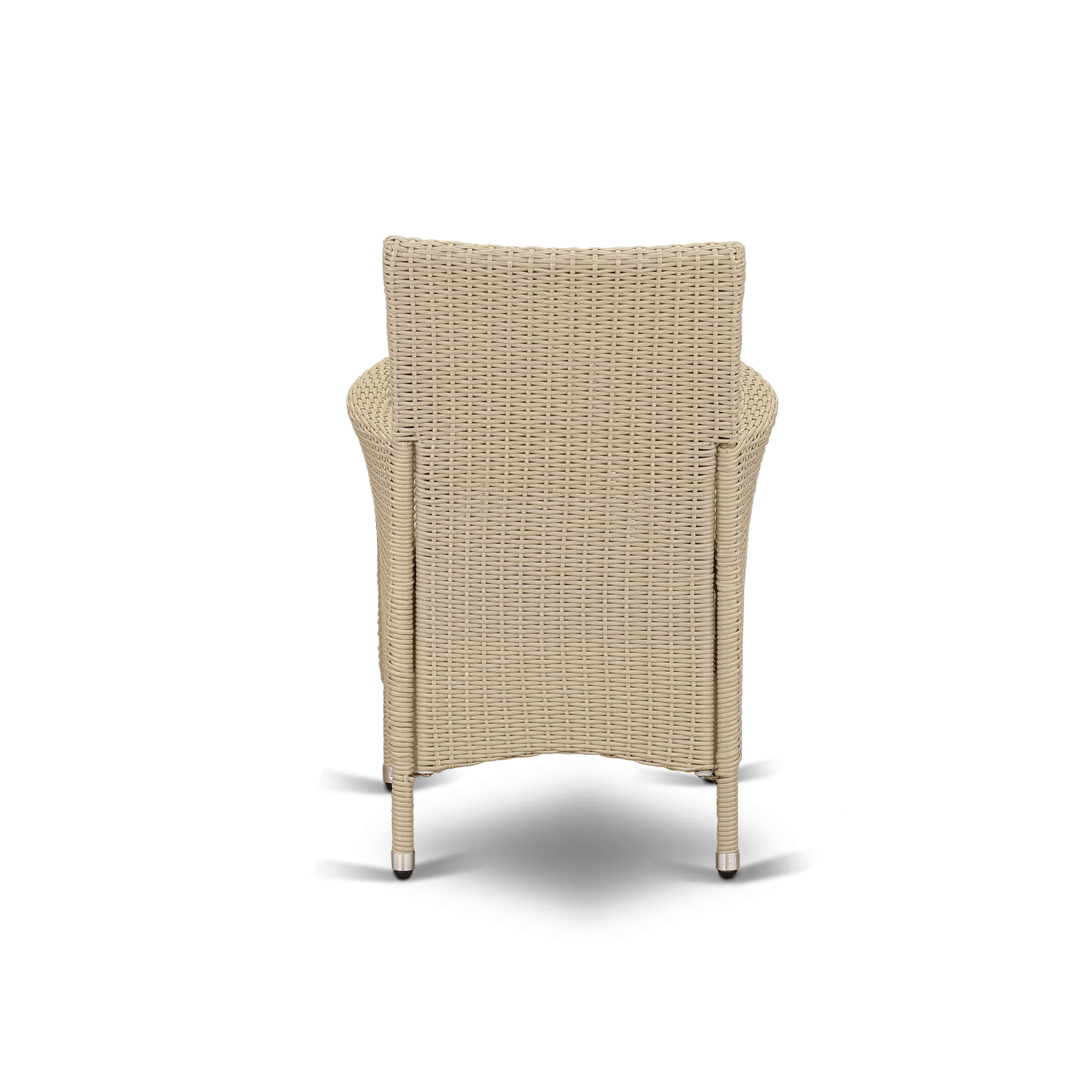 East West Furniture VLVL5-53V Juego de muebles de patio de mimbre para exterior de 5 piezas Incluye una mesa de comedor de bistró rectangular con tapa de vidrio y 4 sillones de balcón con cojín