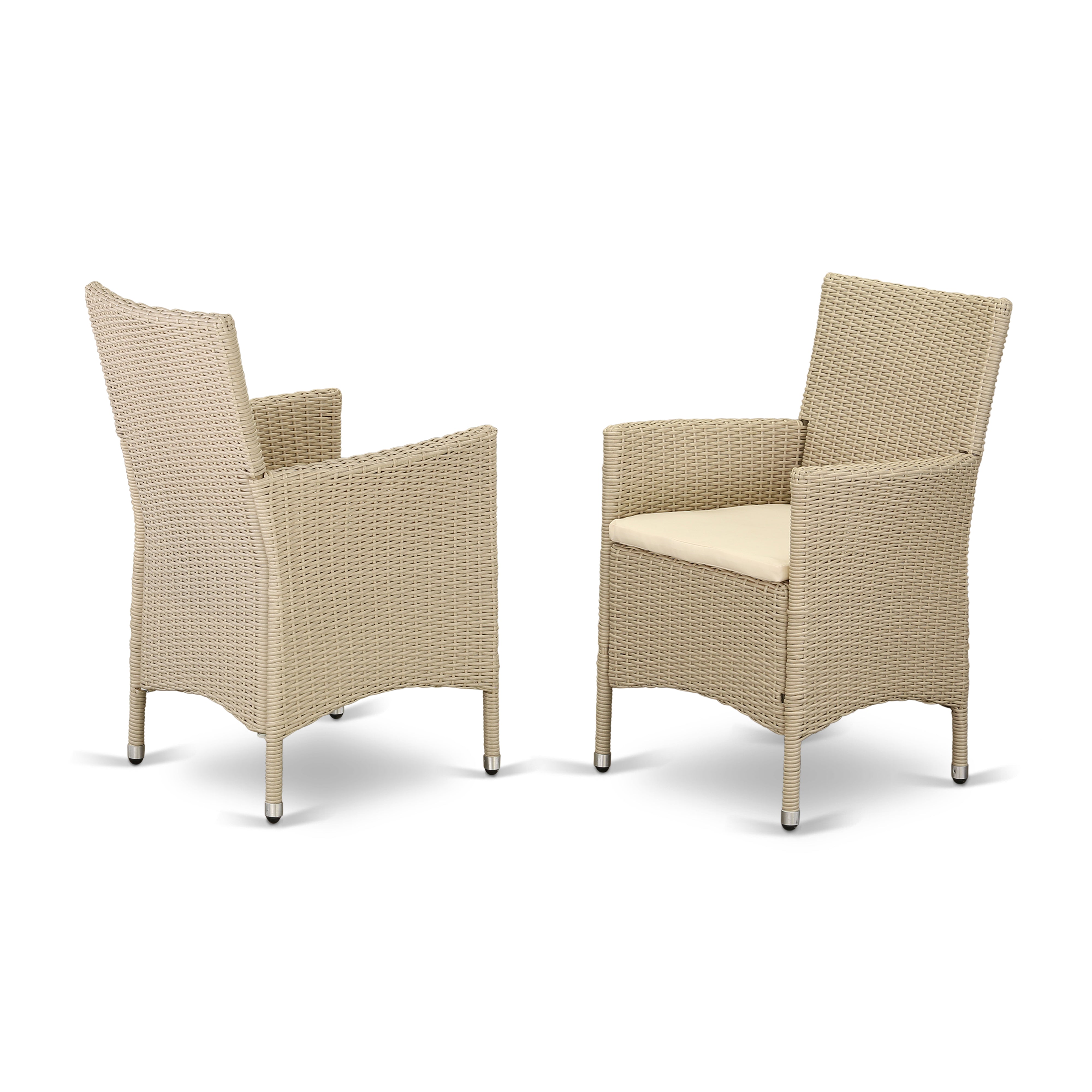 East West Furniture VLVL5-53V Juego de muebles de patio de mimbre para exterior de 5 piezas Incluye una mesa de comedor de bistró rectangular con tapa de vidrio y 4 sillones de balcón con cojín
