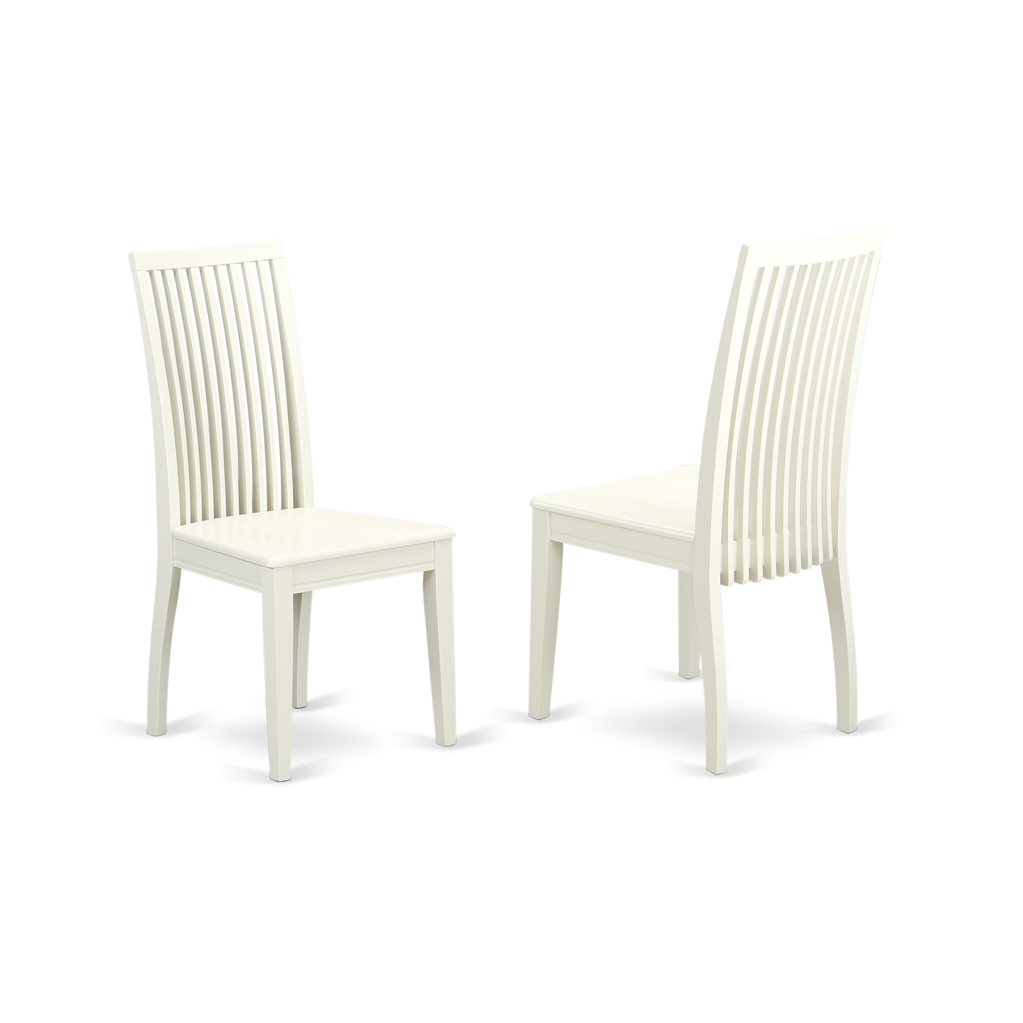 East West Furniture MZIP5-LWH-W 5 Pc Wood Dining Table set - Robust Two 9-Inch Drop Down Leaves Hardwood Dinette Table and 4 Wooden Seat Dining Chairs, Linen White Finish