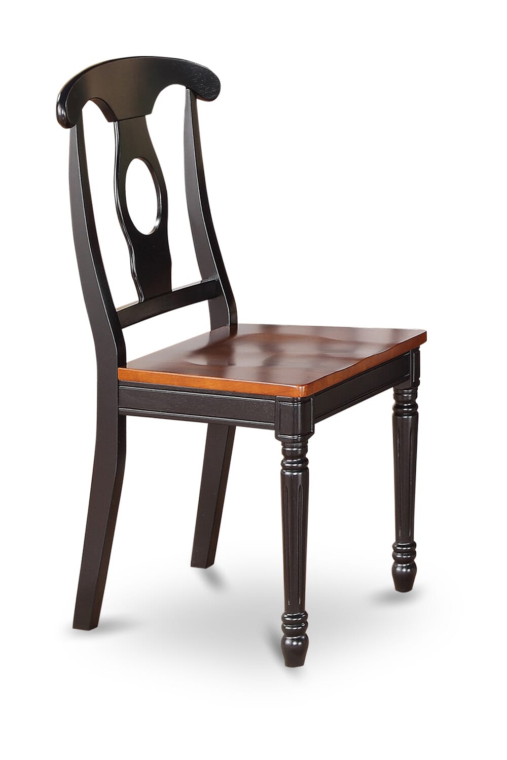 East West Furniture ESKE3-BCH-W 3-Piece Dining Table Set Contains a Wood Table and 2 Mid Century Dining Chairs with Napoleon Back - Black Finish
