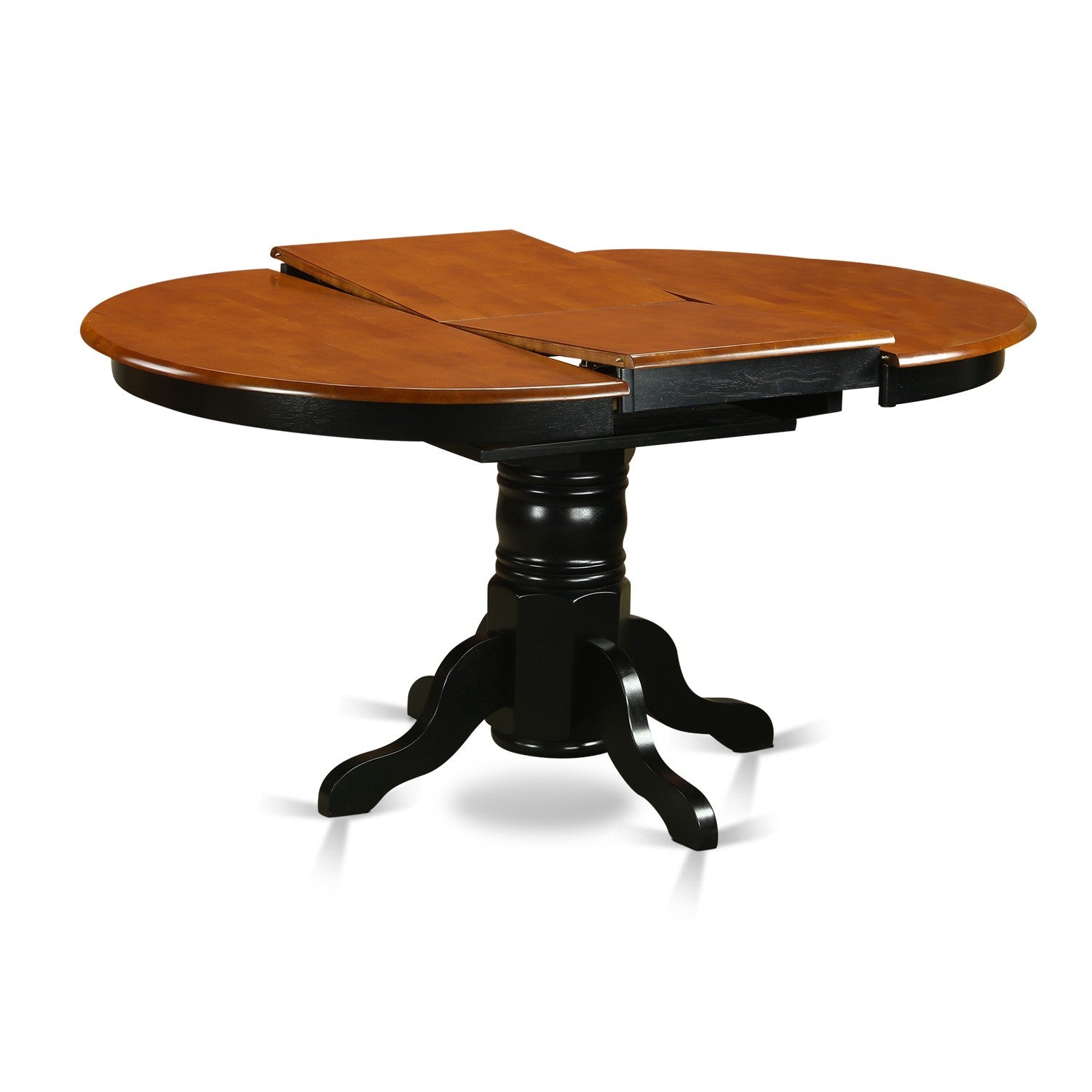 Juego de mesa de comedor moderna East West Furniture KENL7-BLK-W de 7 piezas compuesto por una mesa ovalada de madera con hojas de mariposa y 6 sillas de comedor de cocina.