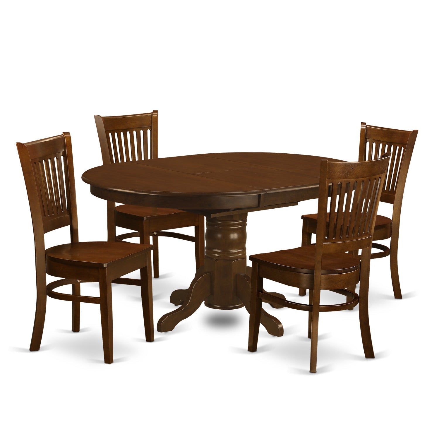 KEVA5-ESP-W 5 Pc set Kenley Dining Table with a Leaf and 4 Wood Kitchen Chairs