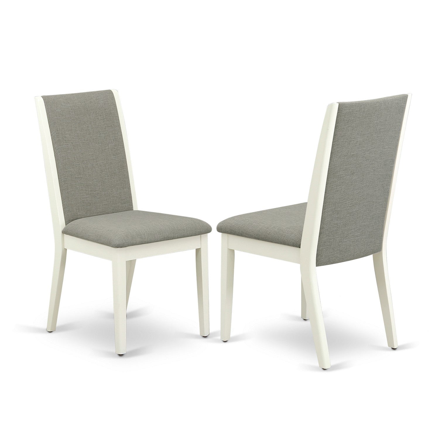 East West Furniture X076LA206-5 5-Piece Dining Room Set with Dining Table - 4 Linen Fabric kitchen chairs (linen white Finish)