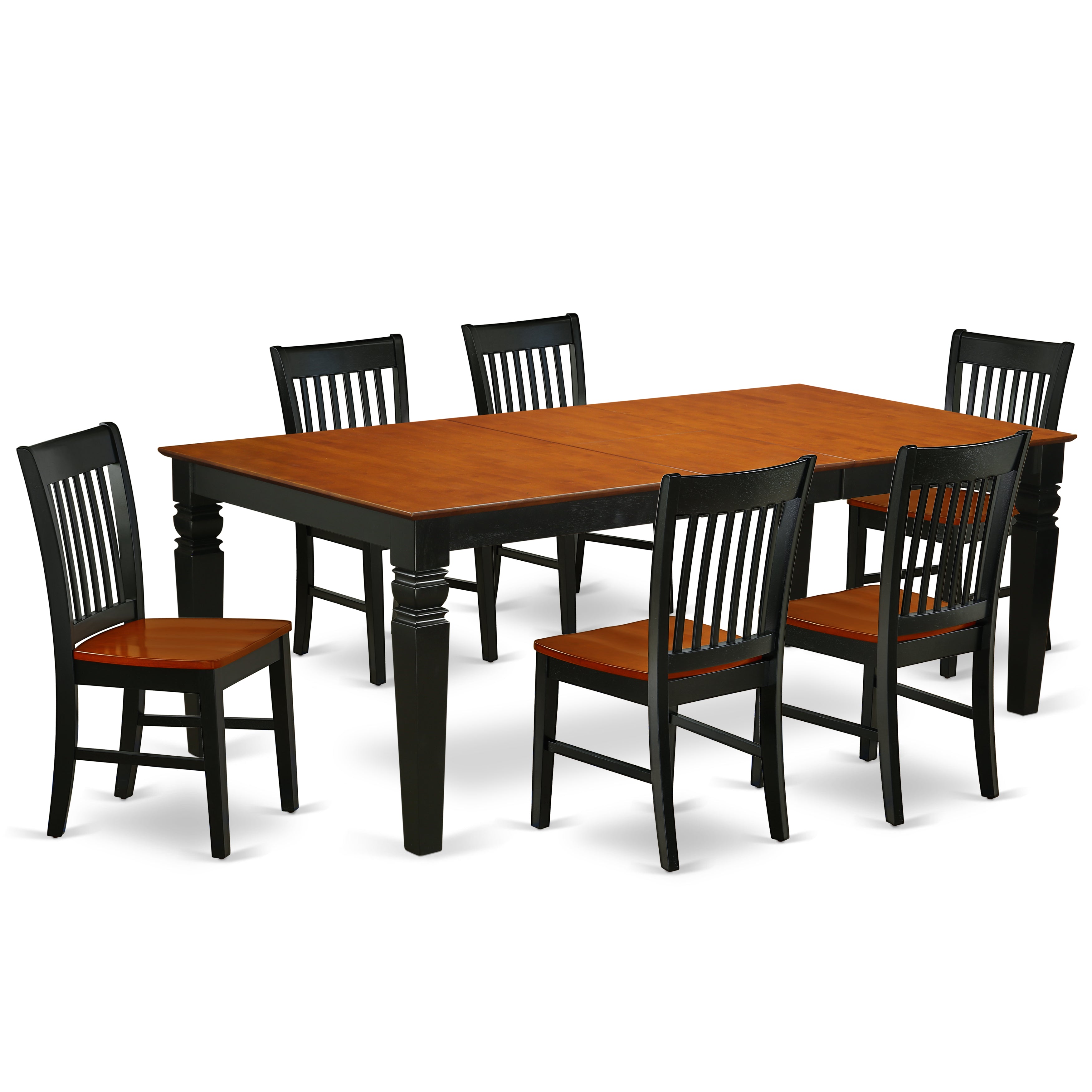 Juego de comedor de 7 piezas East West Furniture LGNO7-BCH-W compuesto por una mesa de cocina rectangular con diseño de hojas de mariposa y 6 sillas de comedor.