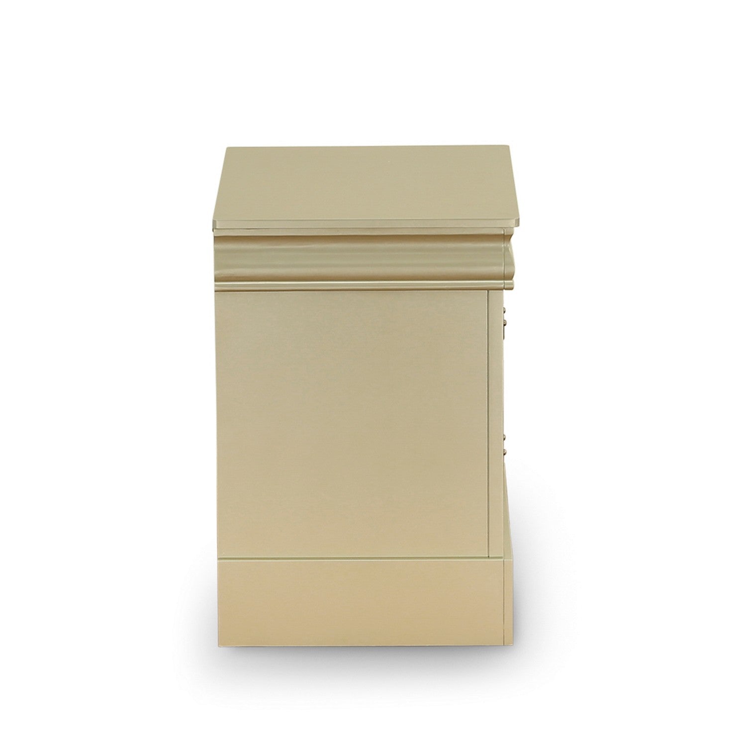 East West Furniture Louis Philippe 3 Piece Queen Size Bedroom Set in Metallic Gold Finish with Queen Bed,Nightstand Chest