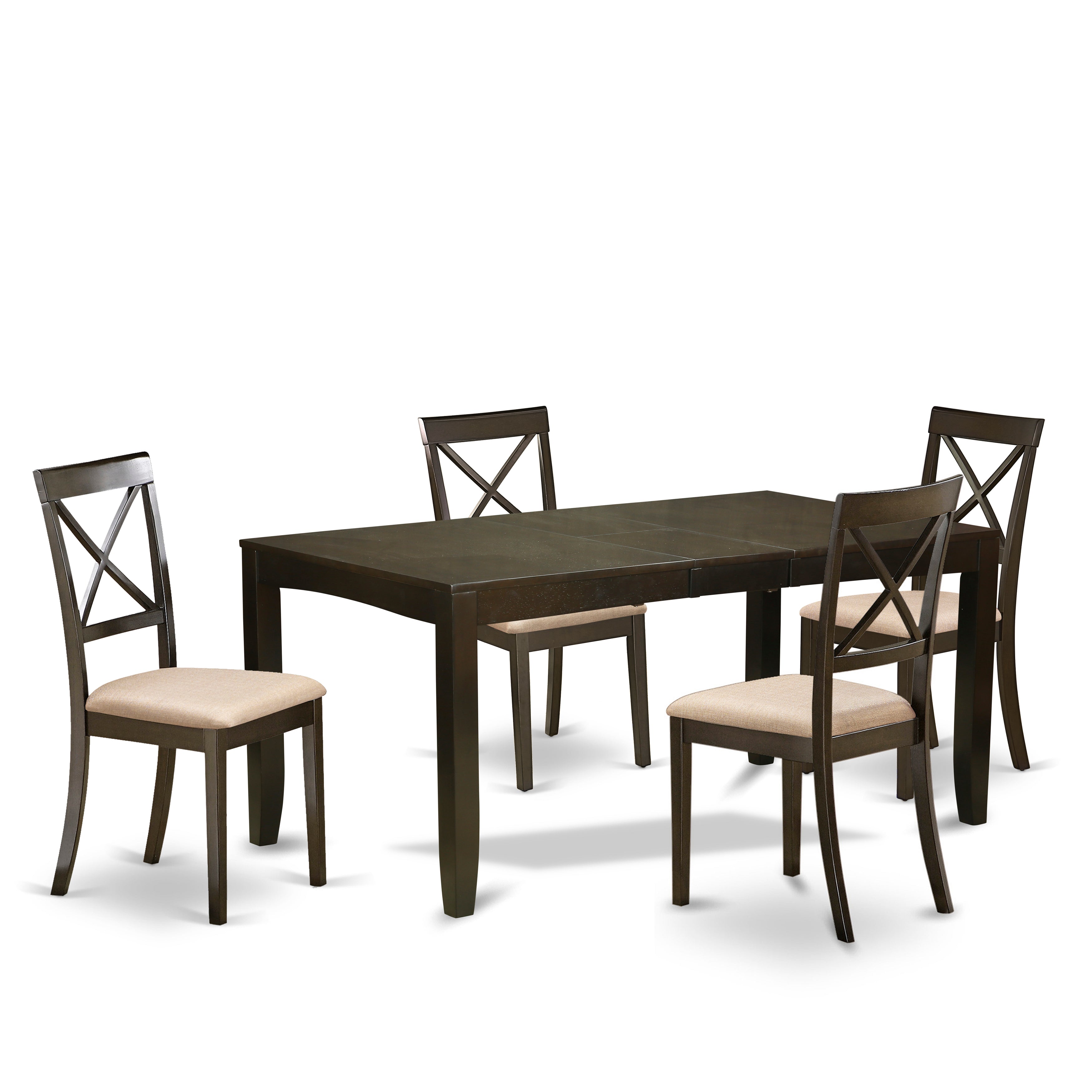 LYBO5-CAP-C 5 Pc Dining room set for 4-Dining Table with Leaf Plus 4 Chairs for Dining room