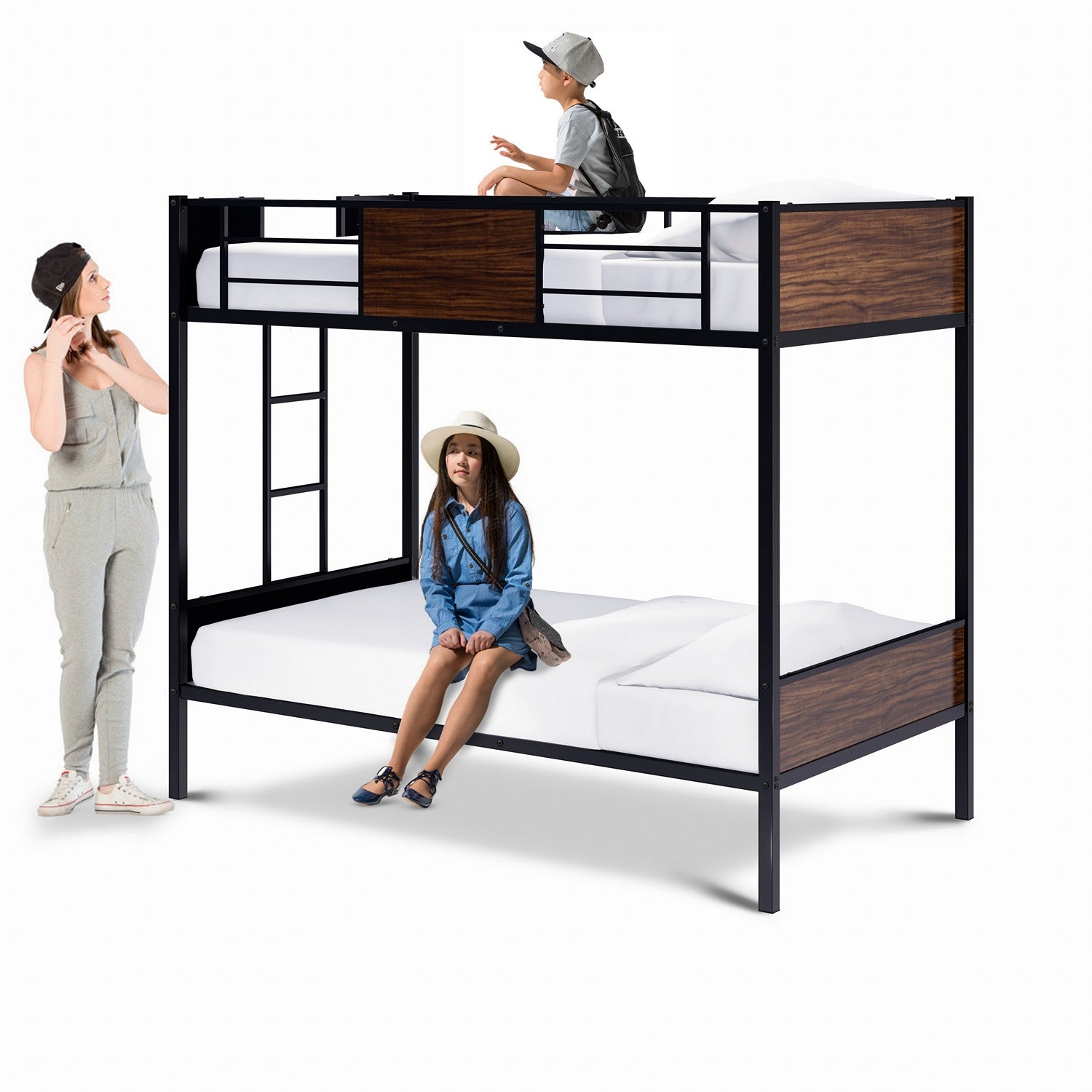 LYT0BLK Lynfield Twin Bunk Bed in powder coating black color